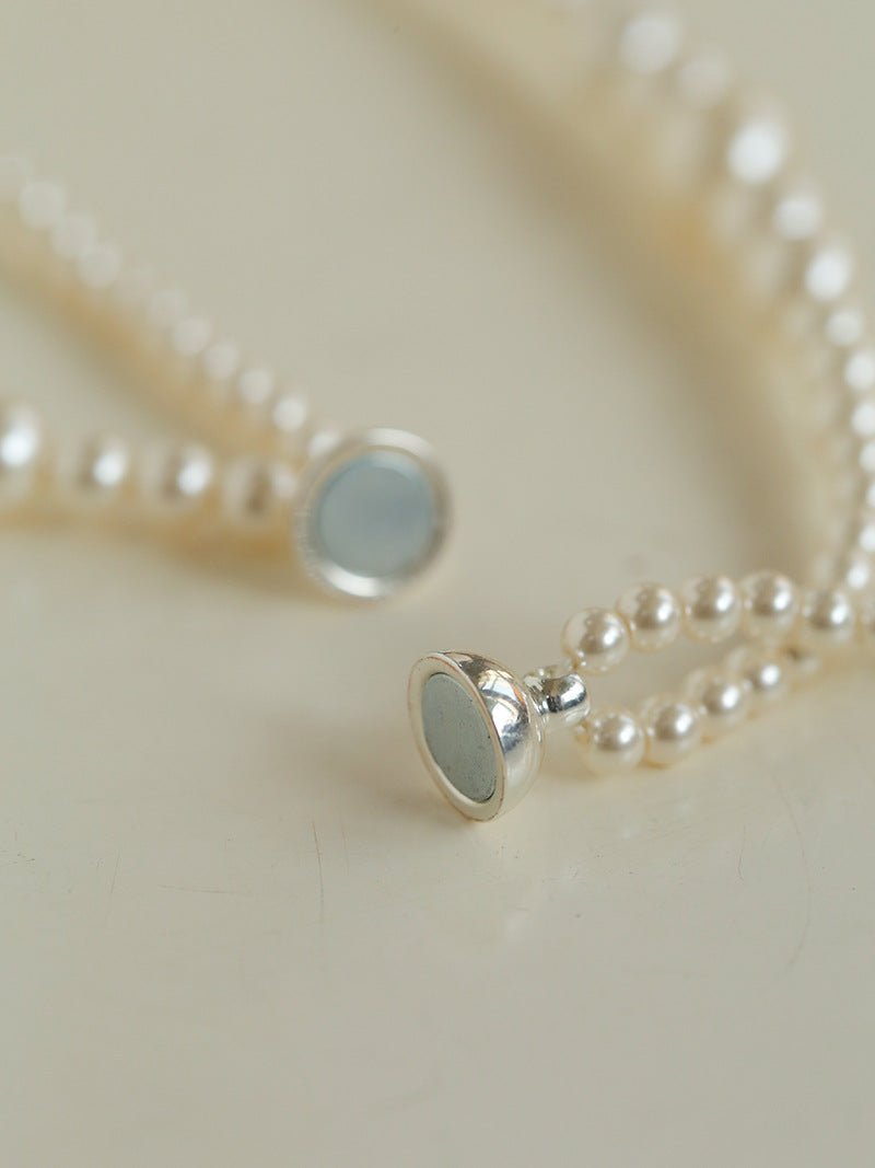 Gradient Pearl Magnetic Clasp Y Shape Necklace for Women - Elegant Magnetic Closure Pearl Jewelry for Party, Wedding & Everyday Wear