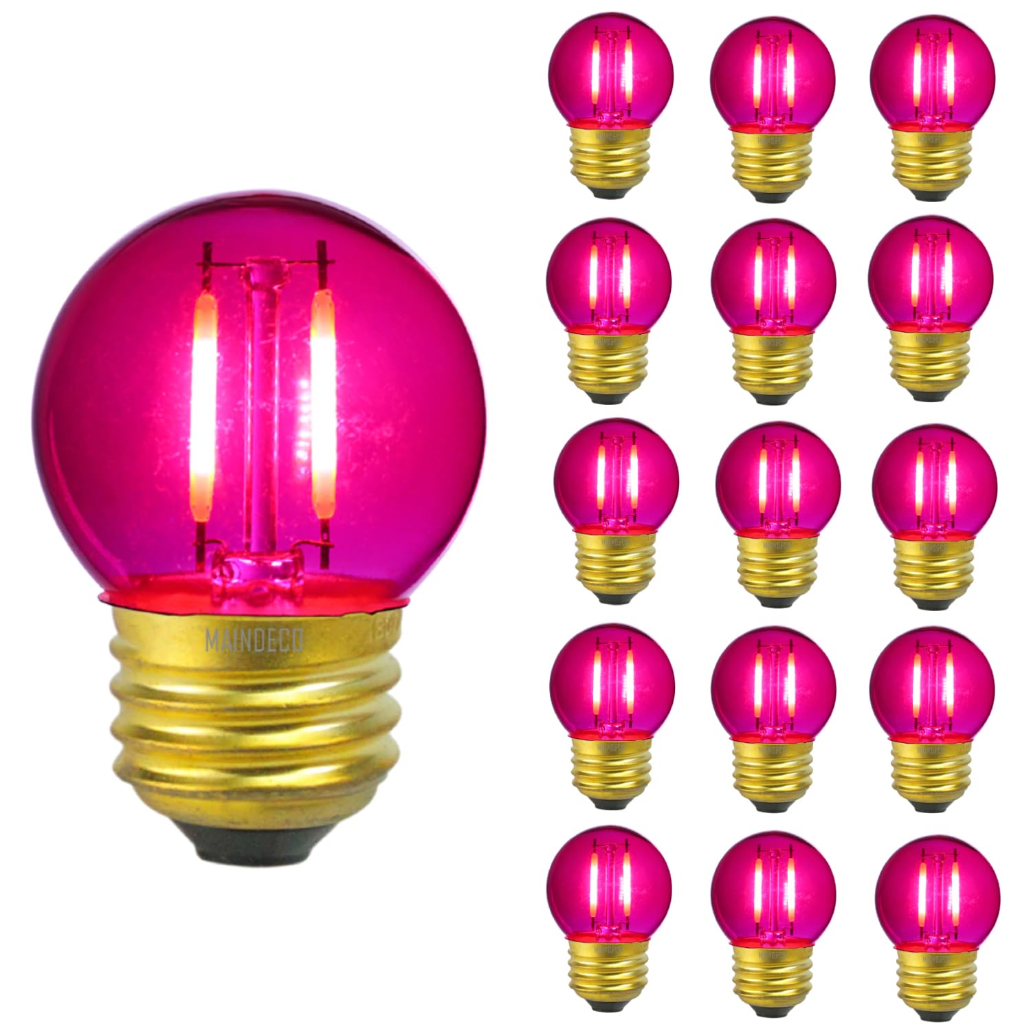 G40 Pink LED Bulb - E26 Base, 1W Mini Globe Light, Warm Low Light for Small Lamps, Letter Signs & String Lights (15 Pack) - Perfect for Bedroom, Nursery, Party Decor & DIY Lighting Projects