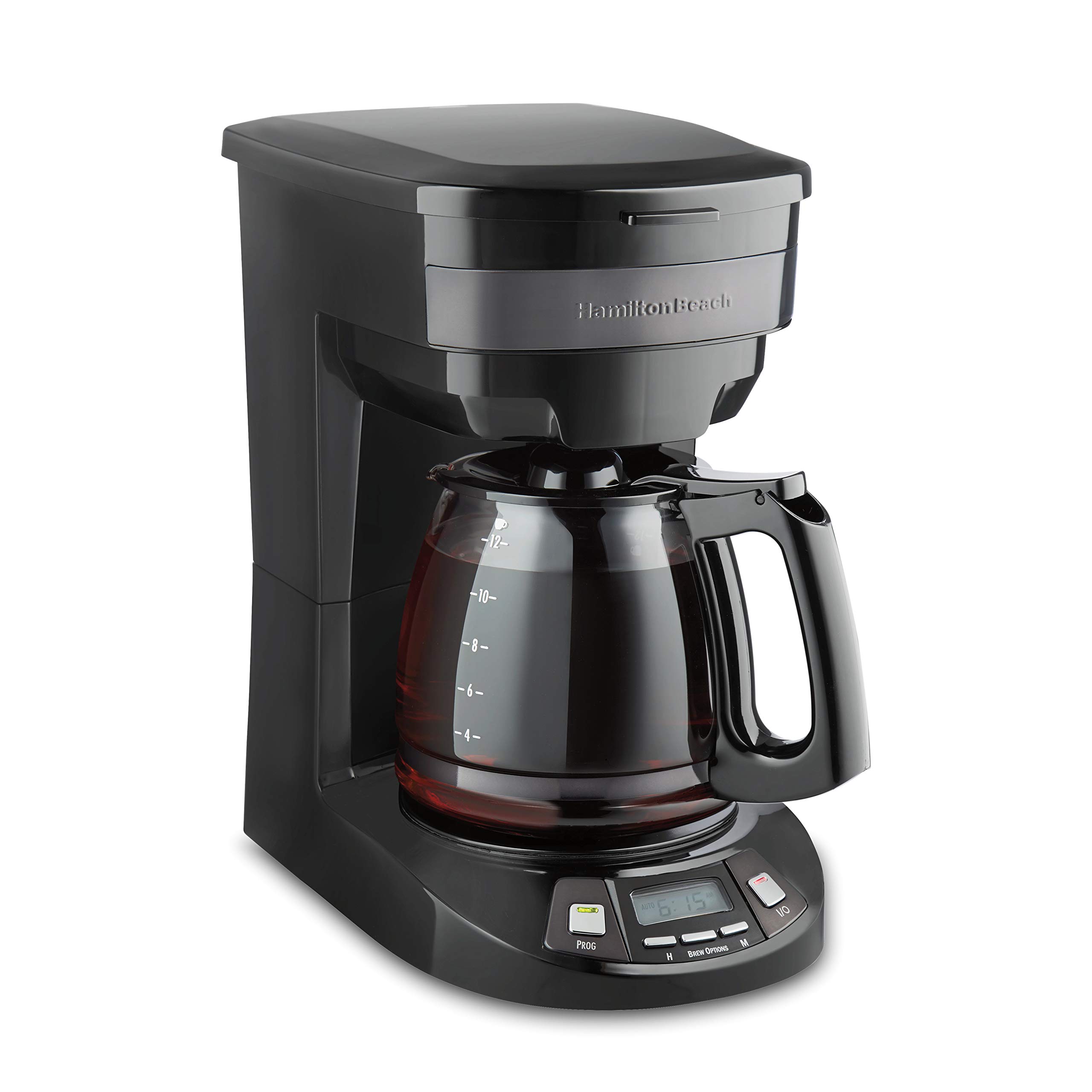 Hamilton Beach 12 Cup Programmable Drip Coffee Maker - Black Stainless Steel with 3 Brew Options, Glass Carafe & Auto Pause & Pour (Model 46293) | Perfect for Home, Office & Entertaining Guests