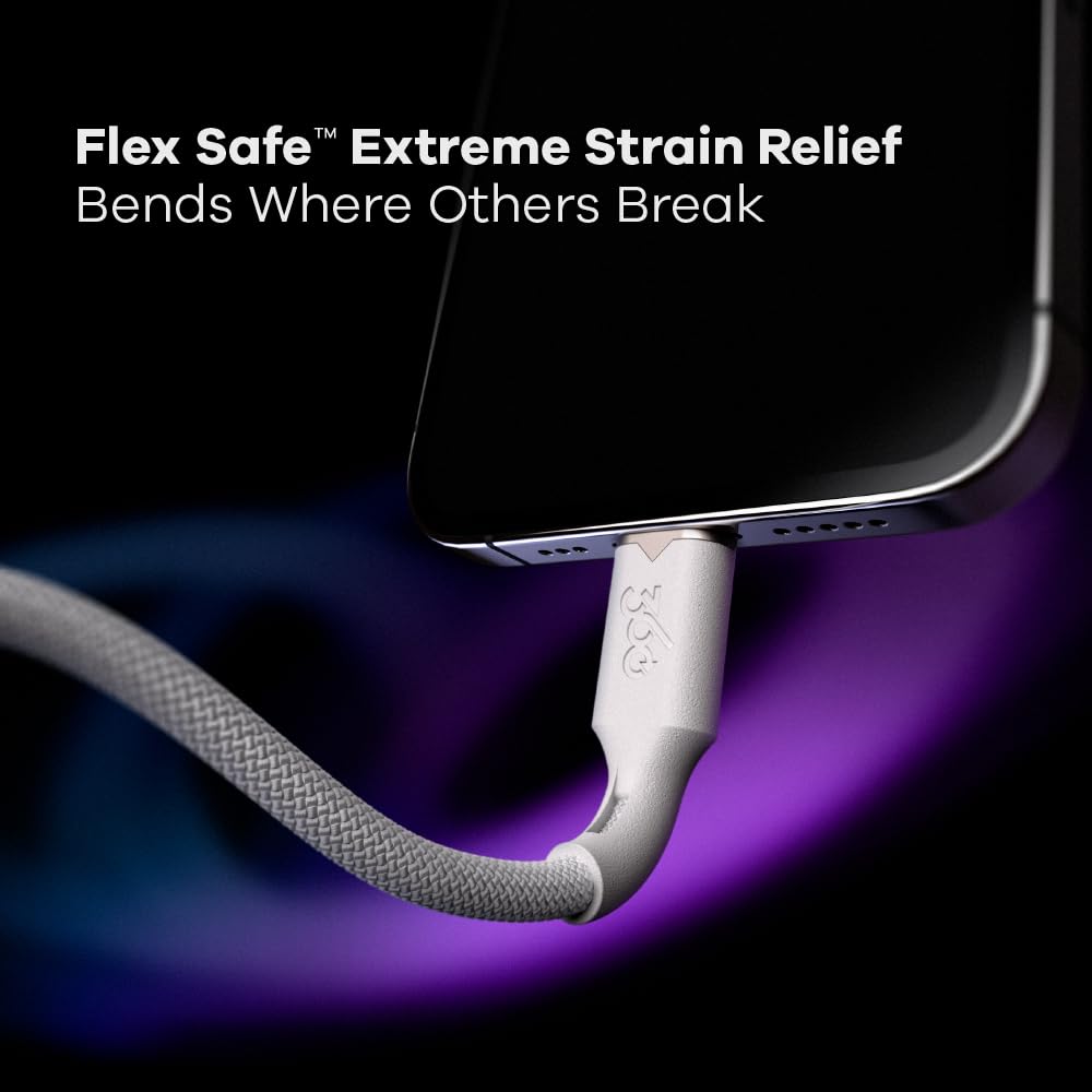 360 Electrical Fluid USB-C to Lightning Charger Cable 5ft - MFi Certified Fast Charging Cord for iPhone 14/13/12/11/X/8, iPad - Durable & Flexible for Home, Office, Car & Travel (Powder)