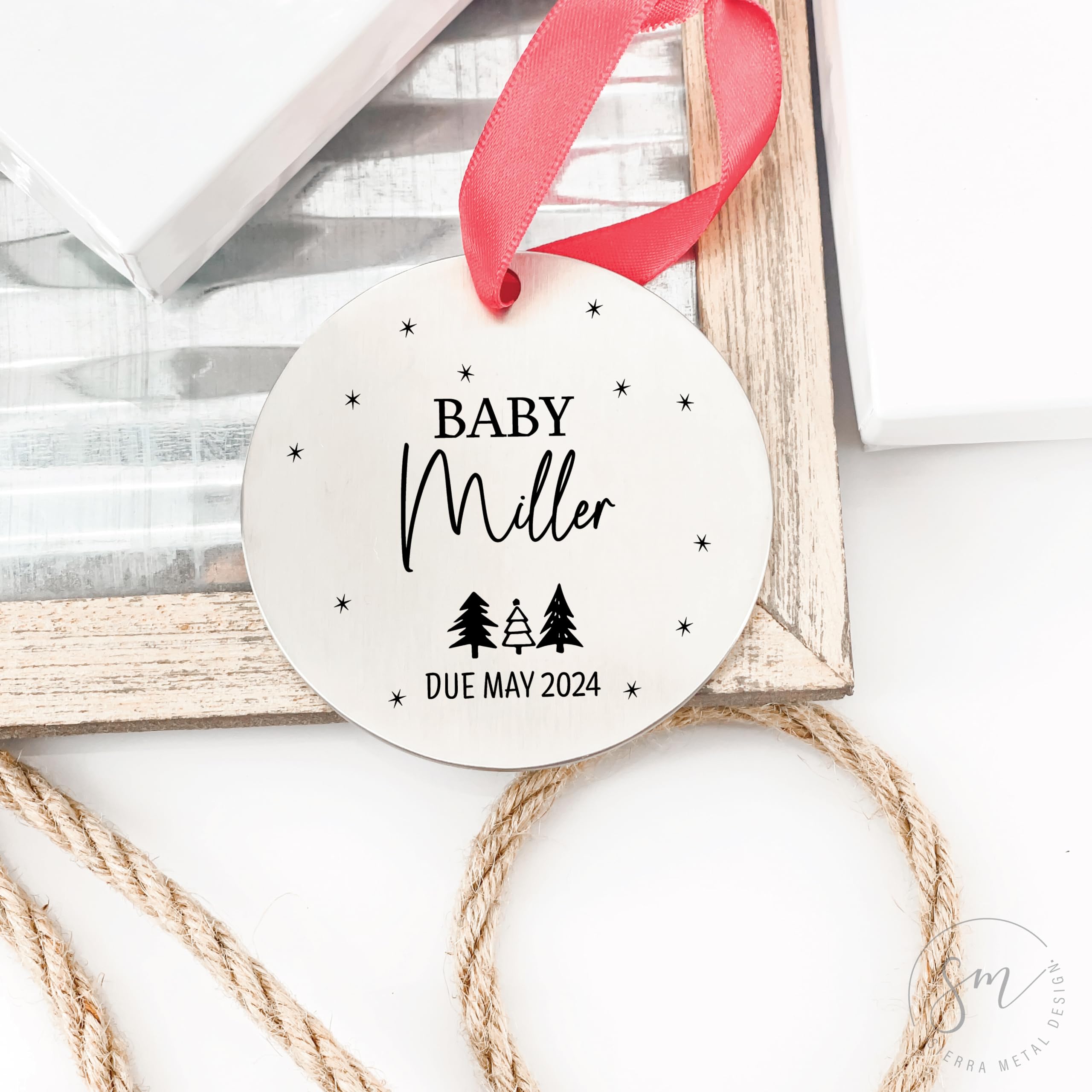 Personalized Baby Coming Soon Pregnancy Announcement Christmas Ornament - Custom New Baby Expecting Keepsake for Parents & Grandparents - Perfect for Holiday Decor, Baby Shower Gifts & First Christmas Celebration