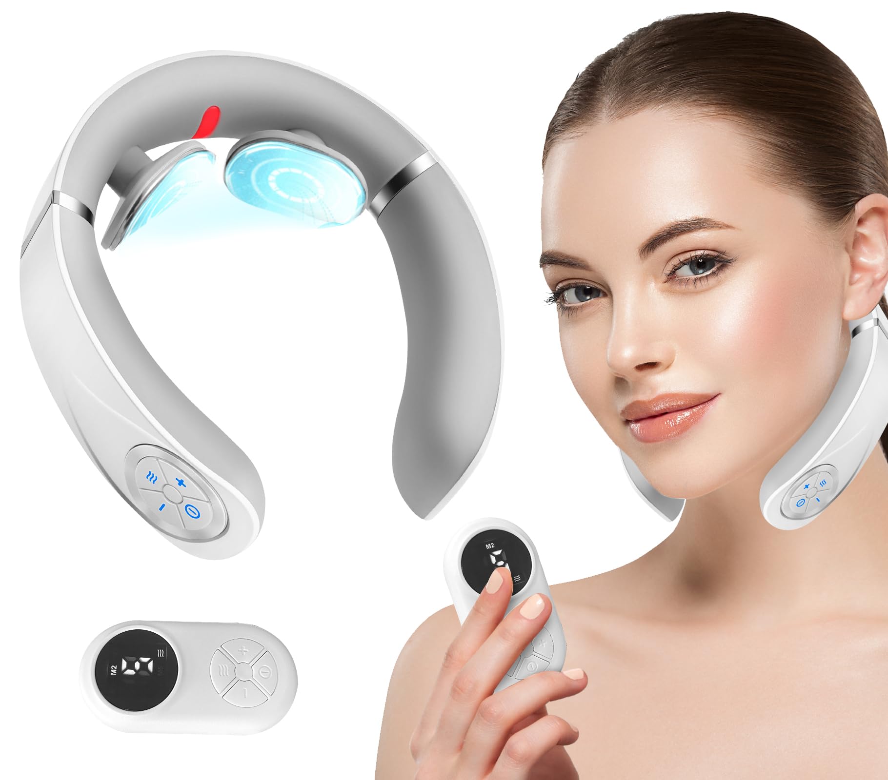 Electric Pulse Neck Massager with Heat - Portable Pain Relief for Shoulders & Neck - Rechargeable Massage Therapy Device for Home, Office & Travel - Perfect Gift for Family & Friends
