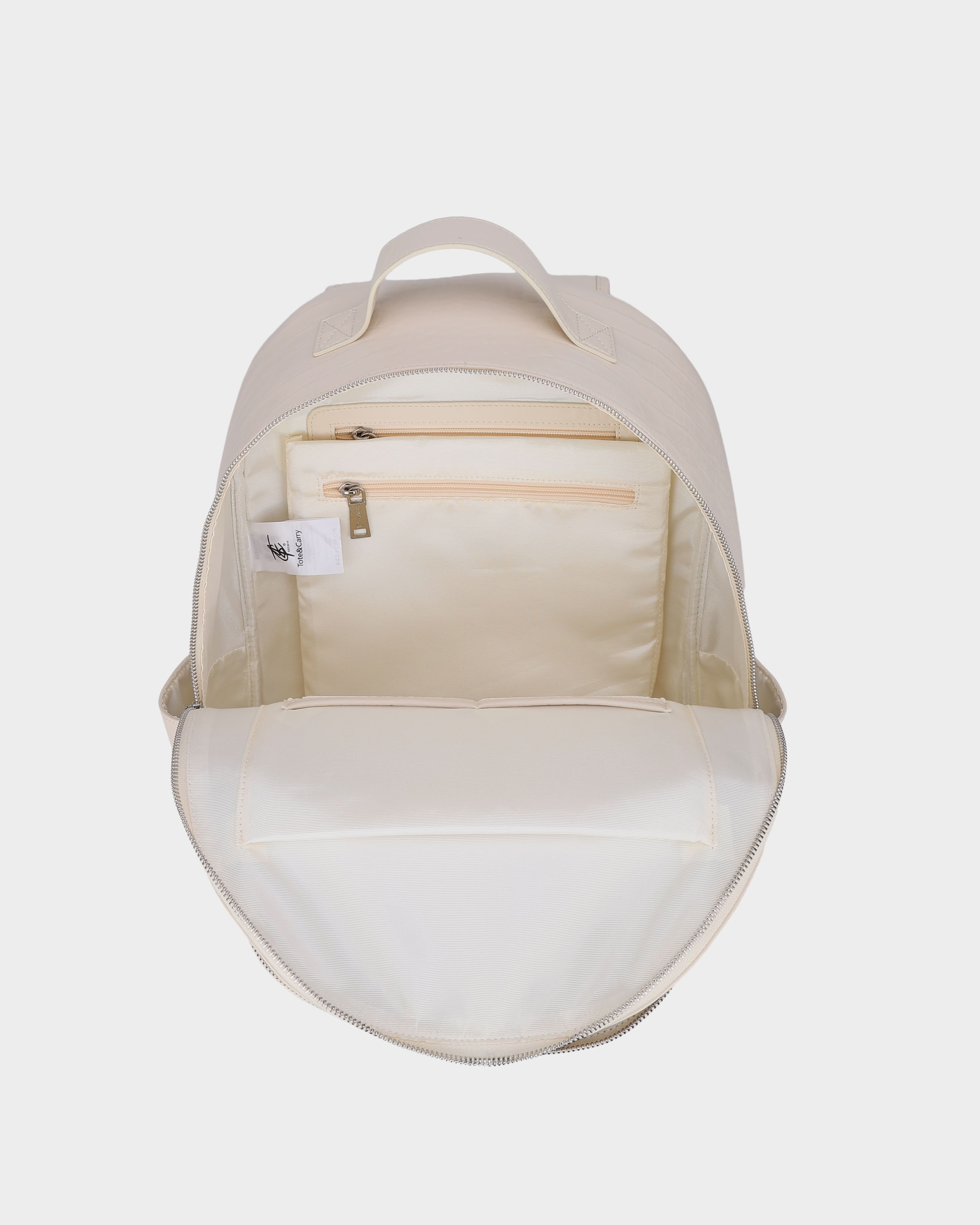 Premium Genuine Leather Backpack in Cream White - Stylish & Durable Travel Laptop Bag for Work, College & Outdoor Adventures