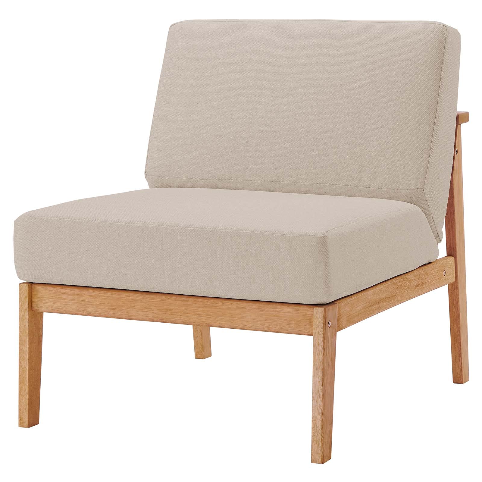 Modern Wood Sofa Middle Chair in Brown, Natural, Taupe & Gray - Perfect for Outdoor Patio, Balcony, Cafe, Bistro, Garden & Home Decor