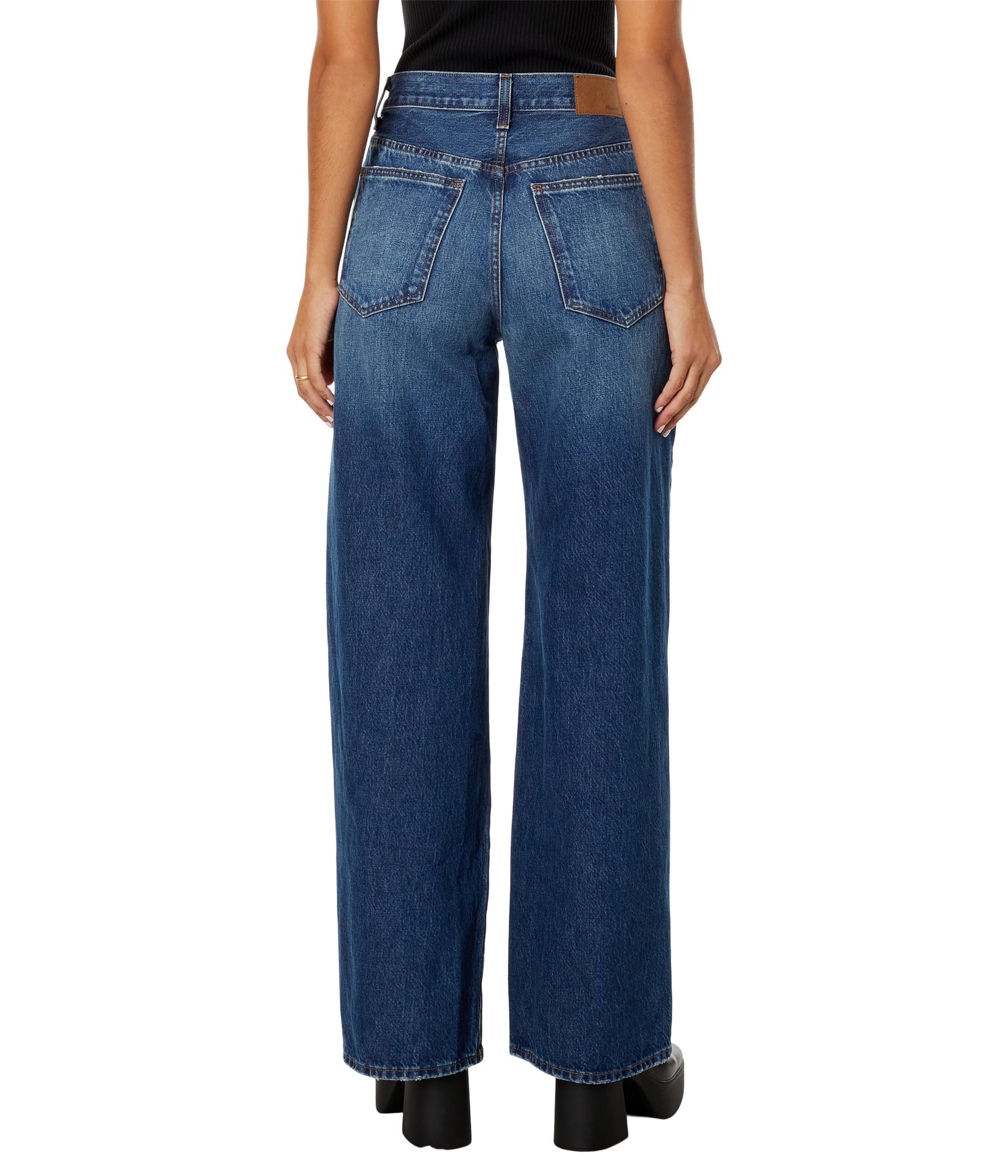 Madewell Superwide-Leg Jeans for Women - Halleran Wash Distressed Denim Pants | High Waist Comfort Fit | Perfect for Casual Outings & Weekend Wear
