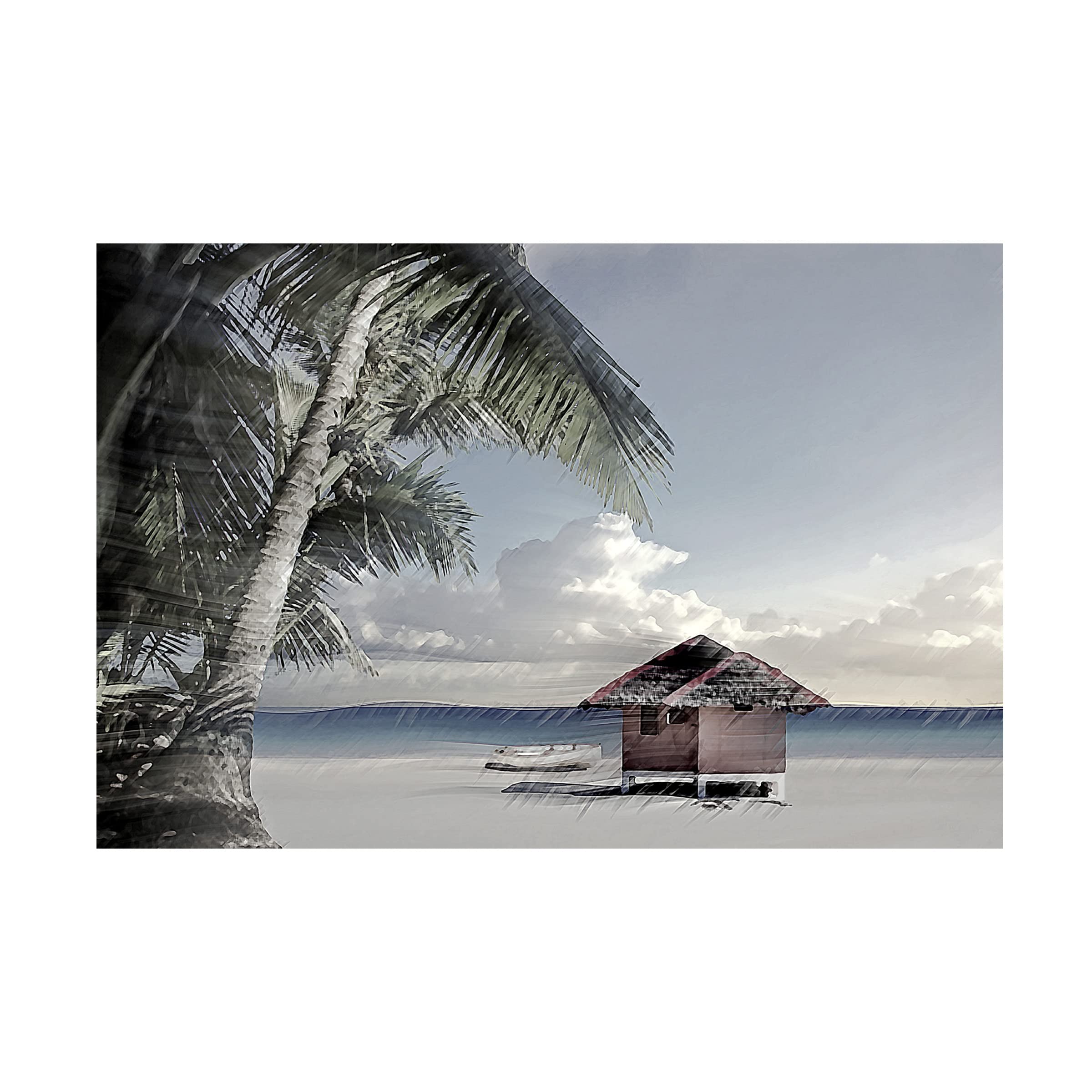 David Manlove 'Sandy Beach Cottage' Canvas Wall Art Print - Coastal Home Decor for Living Room, Bedroom & Office - Trademark Fine Art Collection