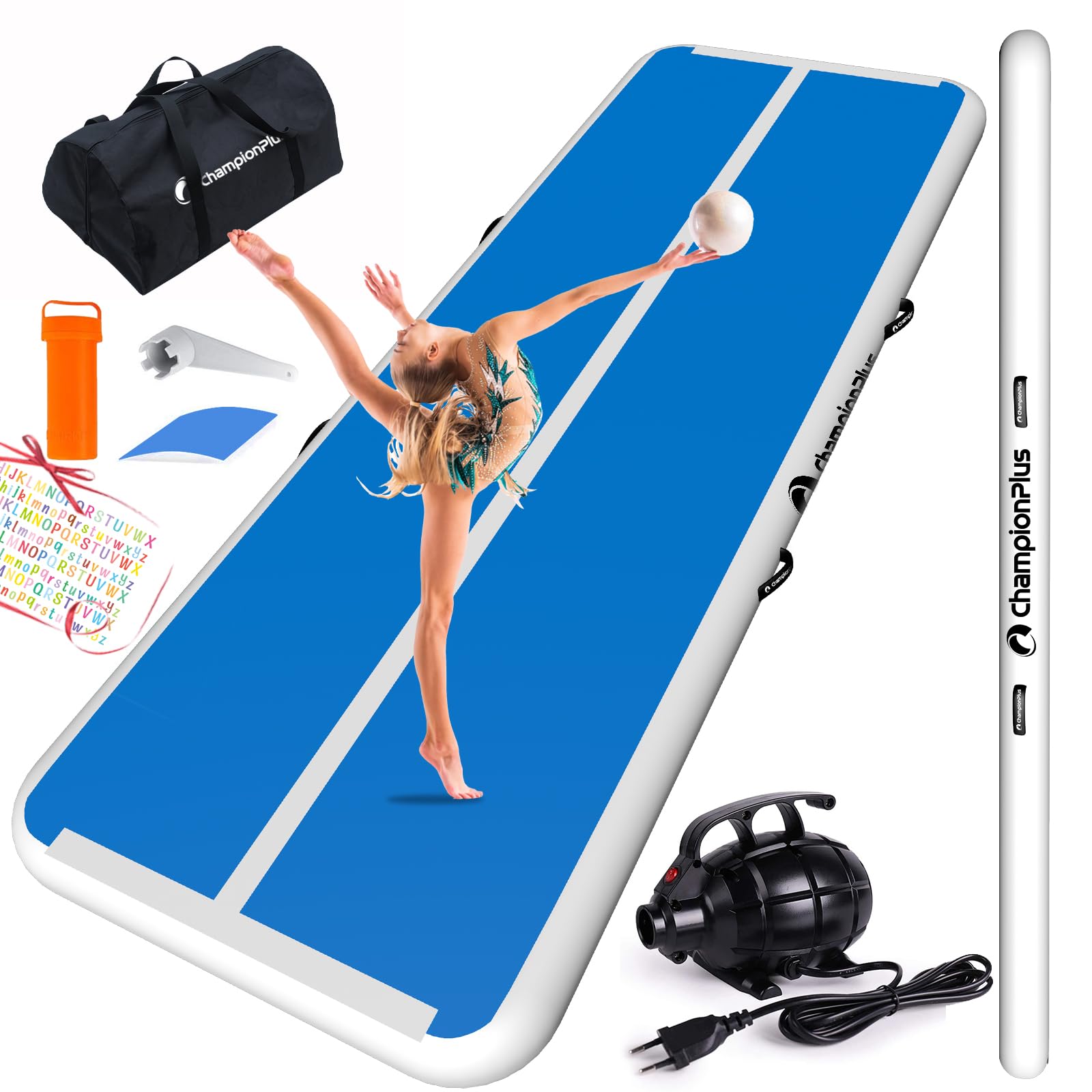 Best Inflatable Air Tumbling Mat - 4/8 Inch Thick Gymnastics Training Mat for Home, Cheerleading & Water Yoga | 10ft, 13ft, 16ft, 20ft Sizes with Electric Pump | Perfect for Indoor Practice, Backyard Play & Fitness Training