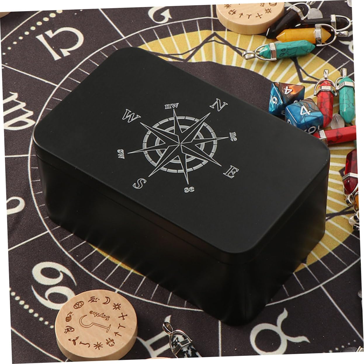 Amosfun 2-Pack Metal Tarot Card Holder Box - Durable Iron Storage Container for Tarot Cards, Makeup, Postcards & Collectibles | Perfect for Card Games, Travel & Home Organization