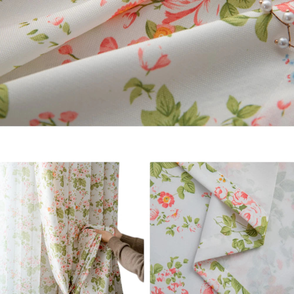 Elyse Shabby Farmhouse Floral Custom Privacy Curtain - Vintage Style Blackout Drapes for Living Room, Bedroom & Nursery - Light Blocking & Noise Reducing Window Treatments