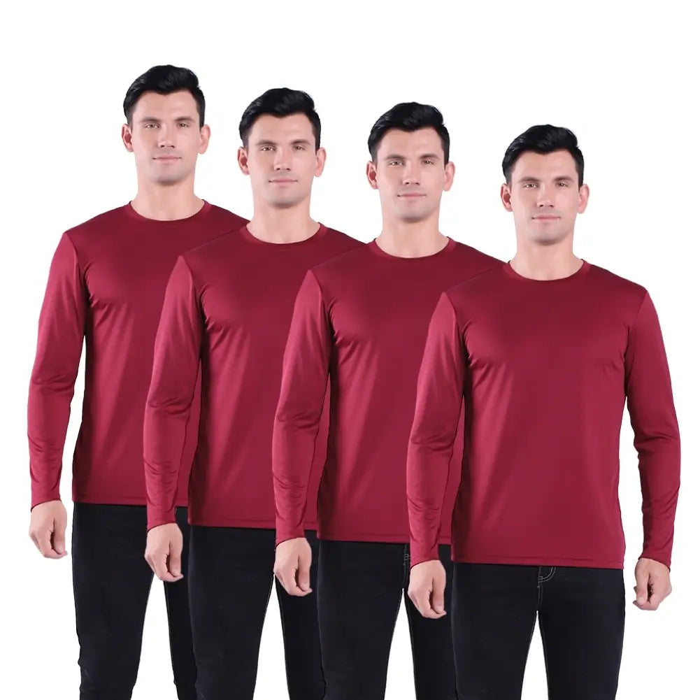 4 Pack Men's Performance Long Sleeve T-Shirts - Moisture Wicking, Quick Dry Workout Shirts for Running, Gym & Outdoor Activities