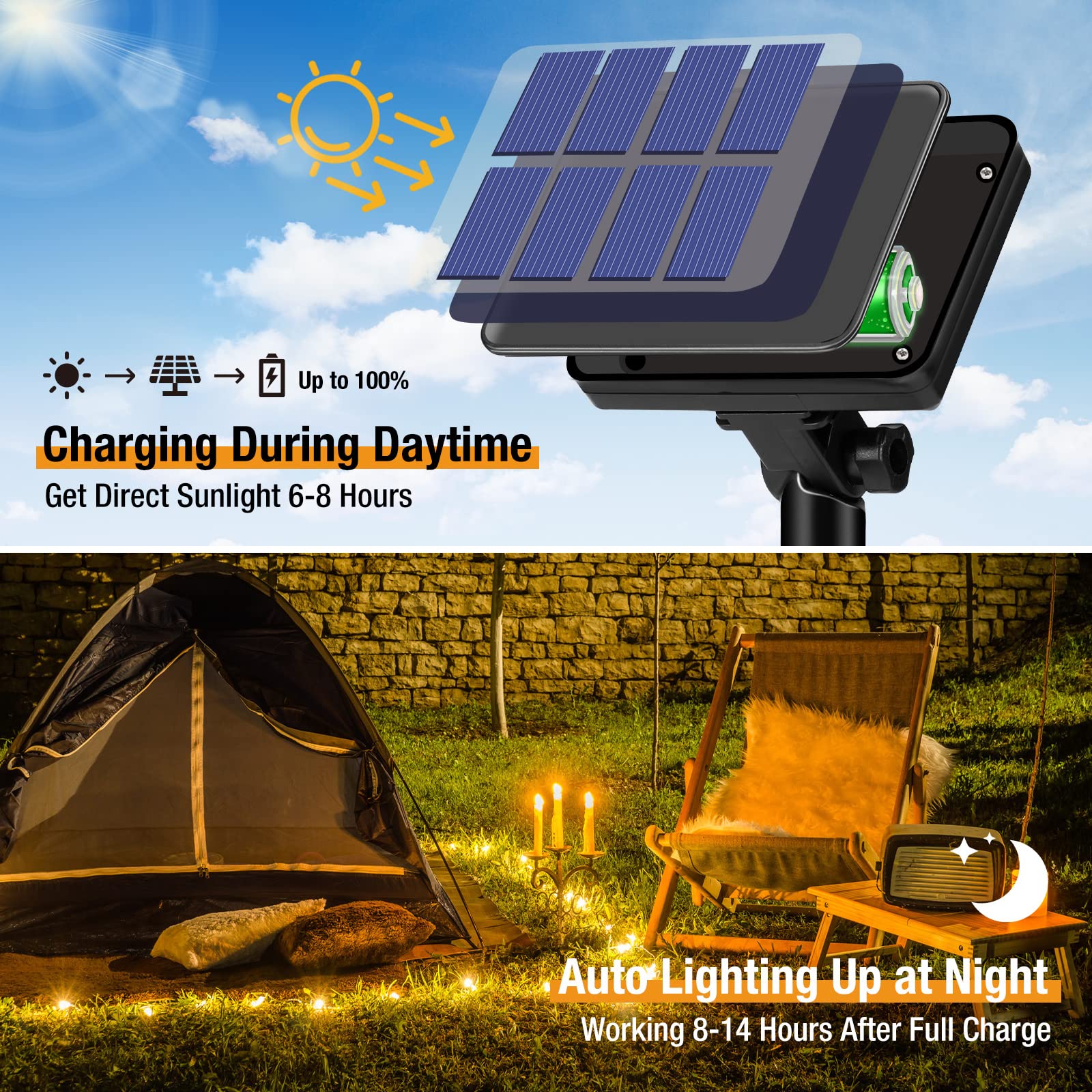 2 Pack 300LED 110FT Solar String Lights Outdoor Waterproof - 8 Modes Copper Wire Solar Fairy Lights for Patio, Garden, Wedding, Party & Christmas Decor (Warm White) | Perfect for Backyard, Pergola, Fence & Holiday Lighting