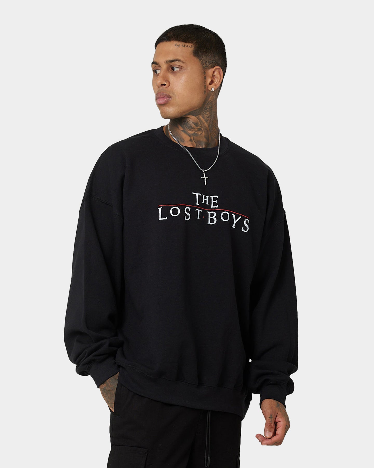 American Thrift X Lost Boys Black Crewneck Sweatshirt | Vintage Streetwear for Men | Perfect for Casual Outfits & Urban Fashion