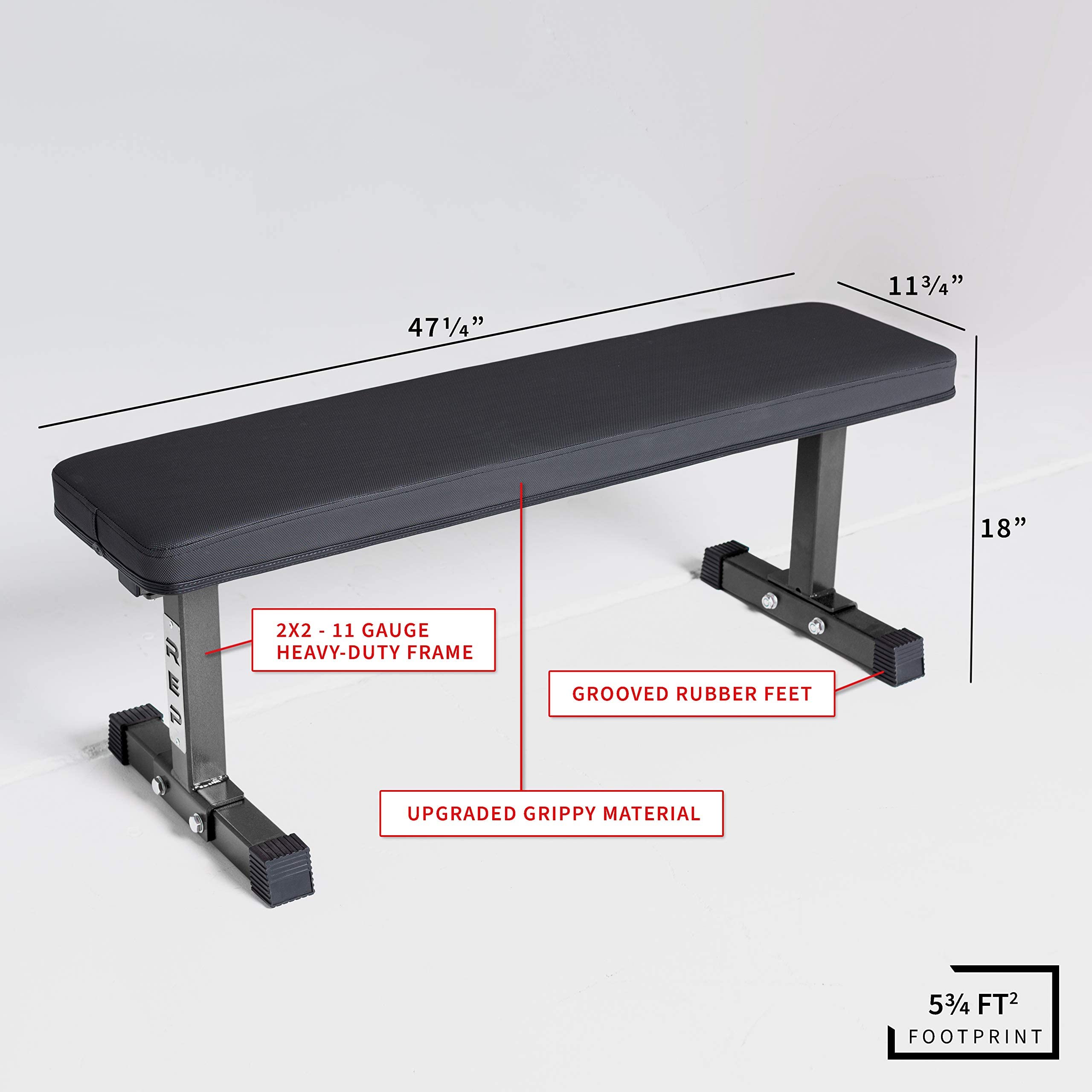 Rep Fitness Flat Bench FB-3000 - Adjustable Weight Bench for Home Gym Strength Training - Perfect for Dumbbell Press, Barbell Workouts & Full-Body Exercises