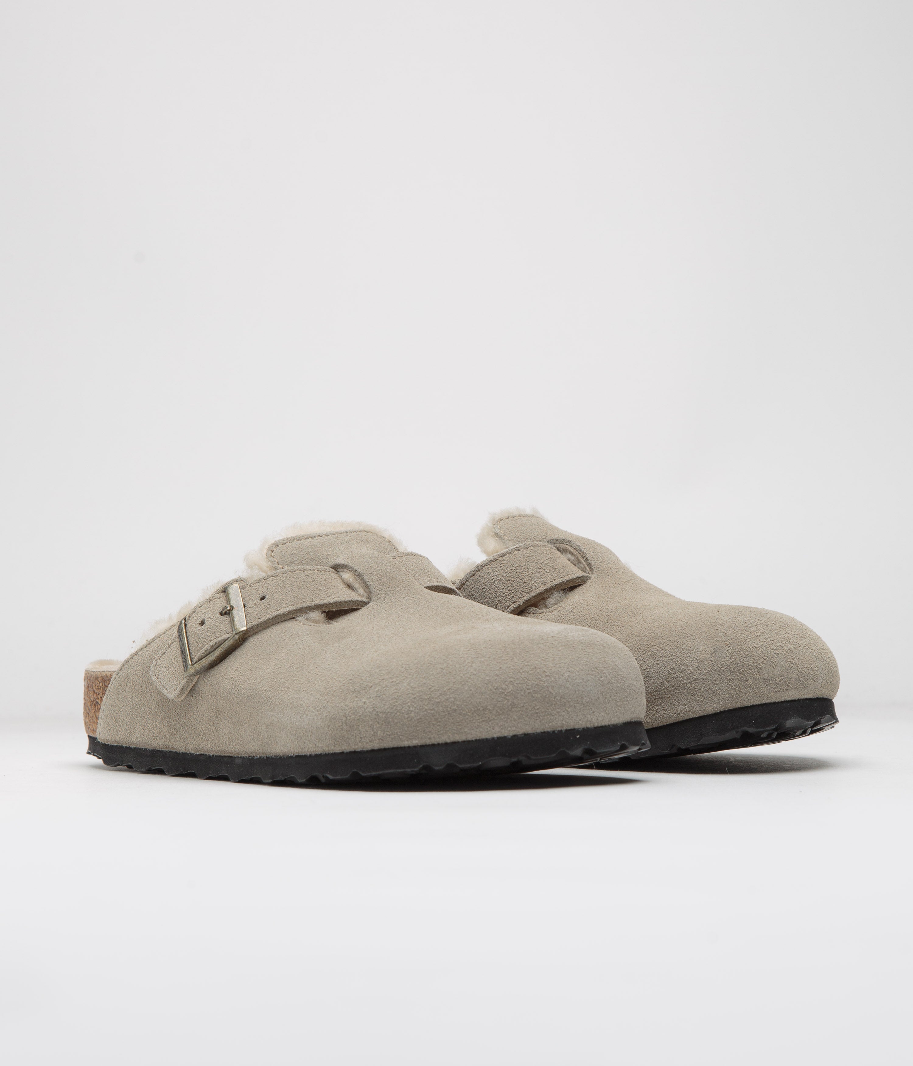 Birkenstock Boston Shearling Sandals for Men & Women - Soft Taupe Suede Comfort Clogs | Perfect for Home, Office & Casual Wear
