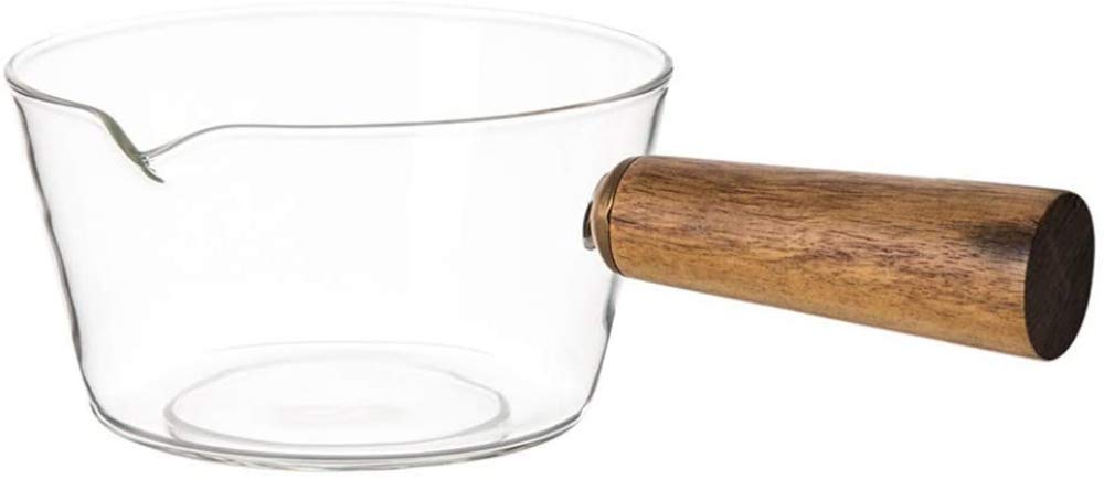Qiuqiu 600ml Transparent Borosilicate Glass Milk Pan with Handle - Nonstick Saucepan for Instant Noodles, Home Kitchen & Restaurant Cooking - Perfect for Boiling Milk, Making Sauces, and Preparing Quick Meals