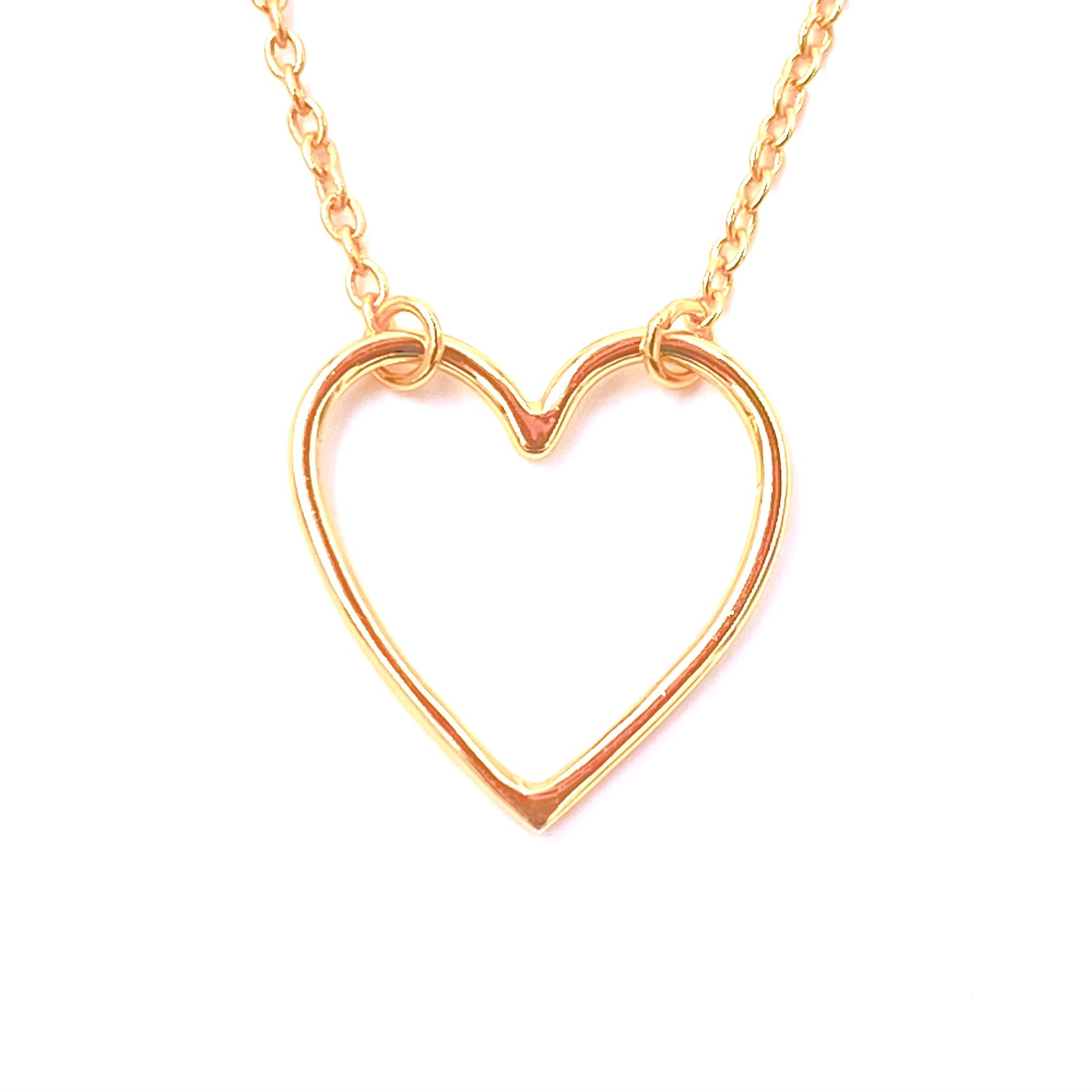 Sterling Silver Gold Plated Small Open Heart Necklace for Women - Elegant Layering Jewelry for Everyday Wear & Gift Giving