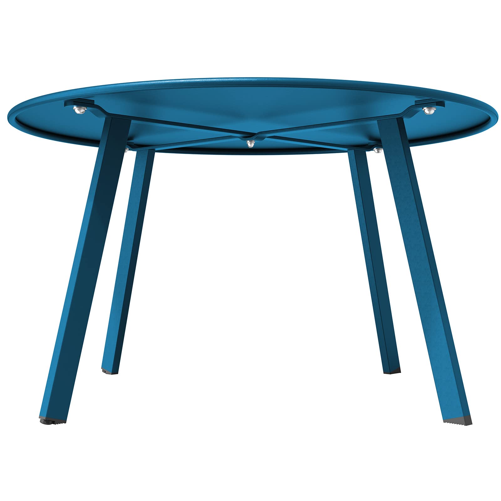 28 Inch Round Steel Coffee Table for Outdoor Patio - Peacock Blue Side Table with Rust-Resistant Finish, Perfect for Backyard, Deck, Garden & Poolside Relaxation