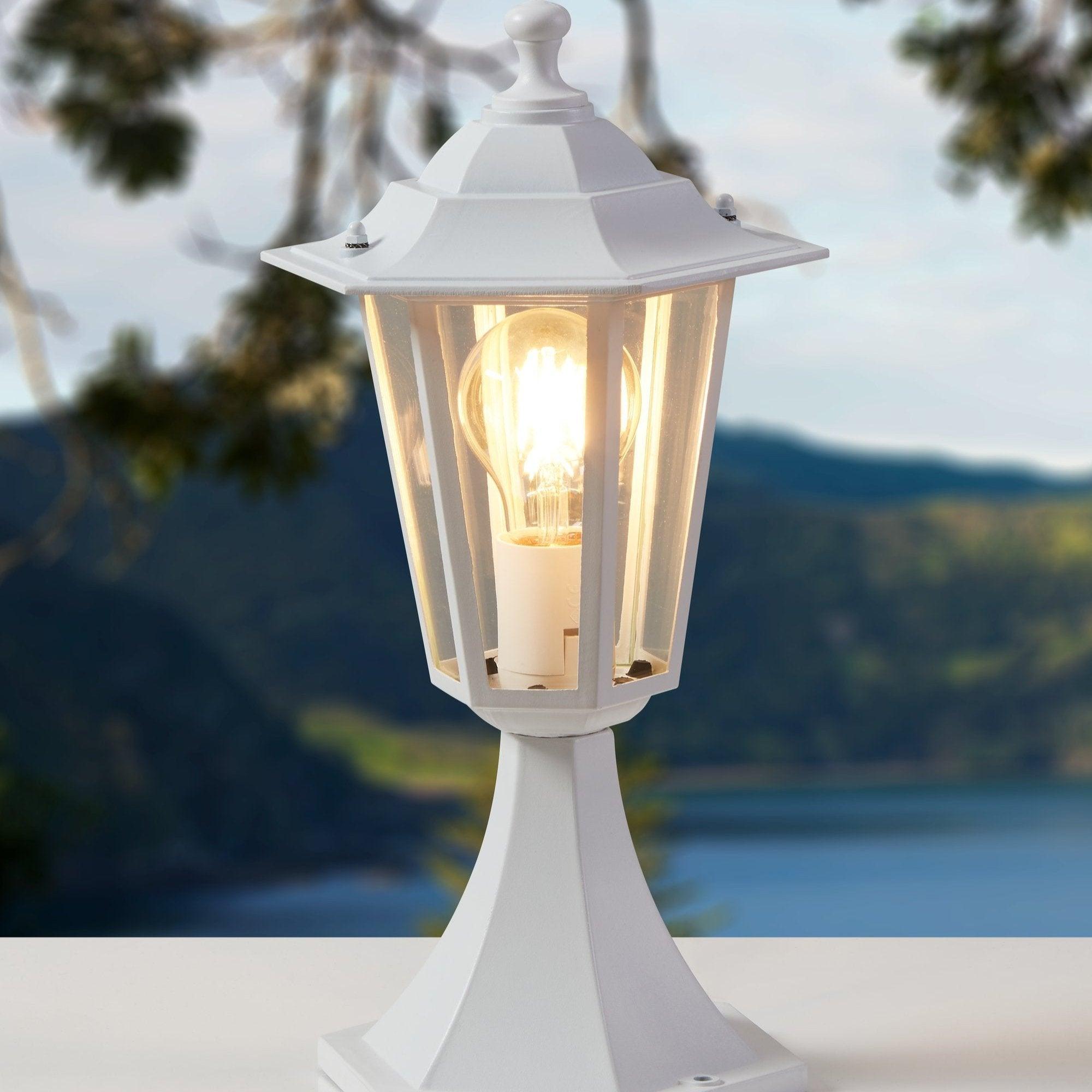 Eglo Laterna 5 IP44 White Outdoor Pedestal Light - Waterproof Garden Lighting for Patio, Pathway, and Landscape Decor