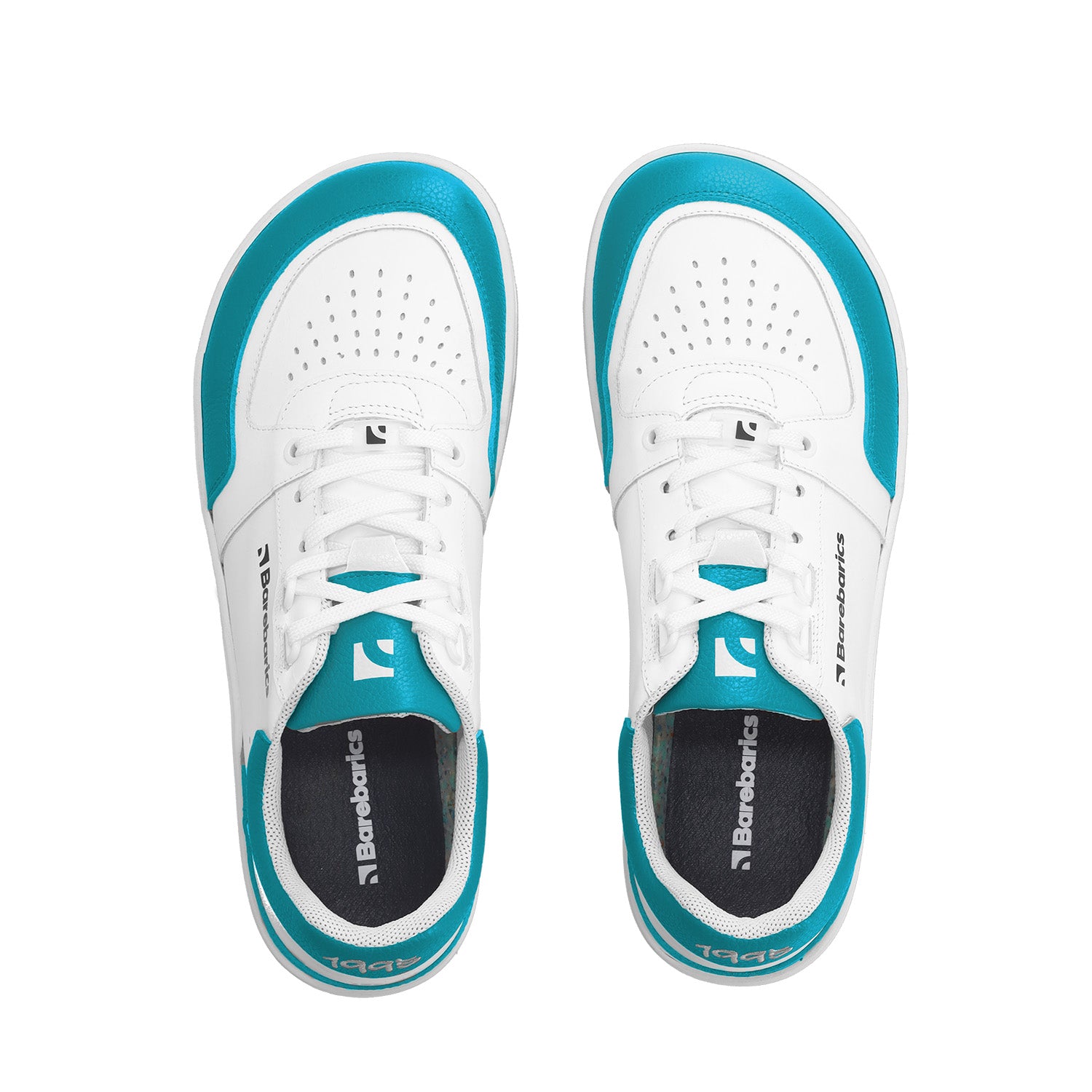 Barefoot Sneakers for Women & Men - Barebarics Wave in White & Dark Turquoise | Minimalist Running Shoes for Natural Movement & Gym Workouts