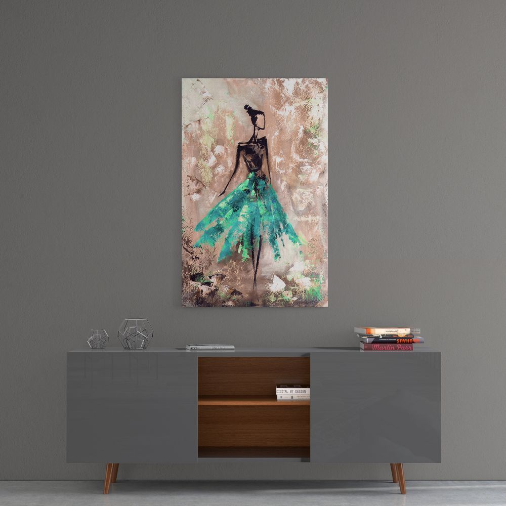Green Oil Painting for Women - Elegant Wall Art for Living Room, Bedroom & Office Decor