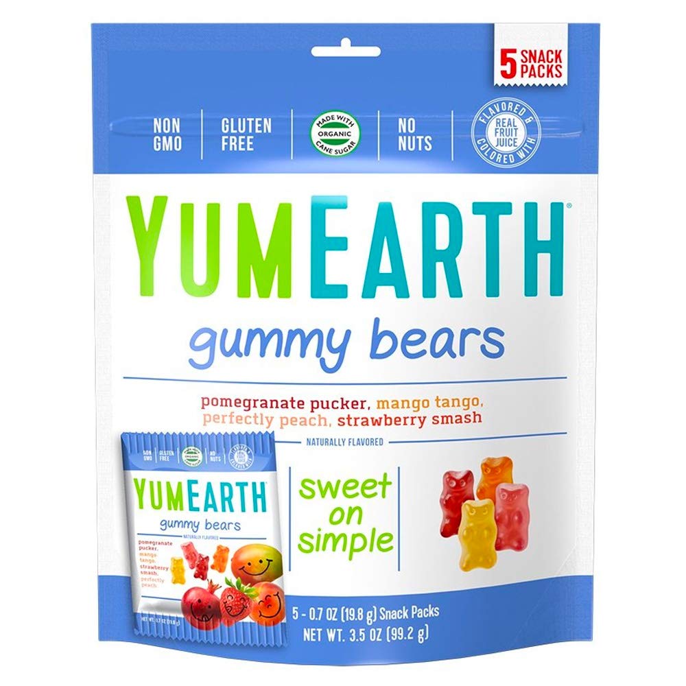 YumEarth Gluten Free Gummy Bears - 5 Pack (99g) | Assorted Natural Fruit Flavors | Vegan & Allergy Friendly Candy | Perfect for School Lunches, Birthday Parties & Movie Nights