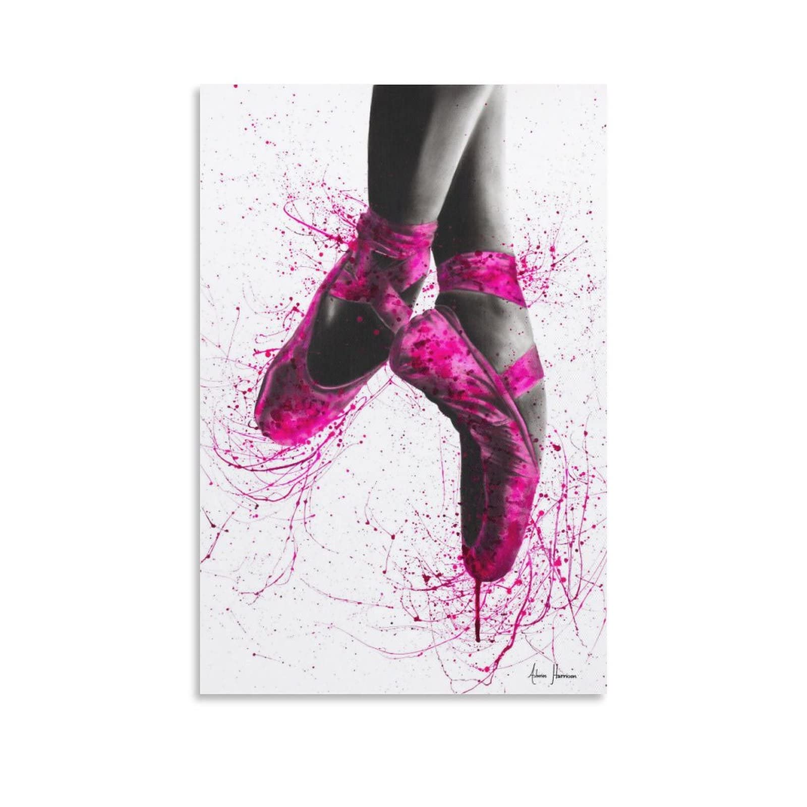 Ballet Shoes Canvas Print Poster - 20x30cm (8x12inch) Wall Art Painting for Home, Bedroom & Living Room Decor - Perfect Gift for Dance Lovers & Elegant Interior Design