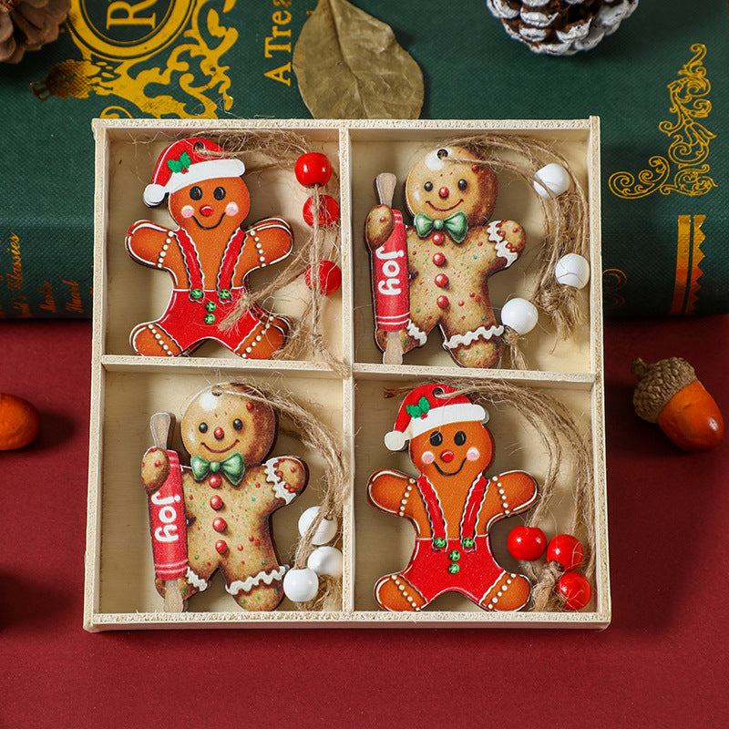 (2 Pack) Christmas Gingerbread Ornaments Set - 12 Piece Festive Wooden Tree Decorations for Holiday Home Decor, Xmas Party & Gift Giving