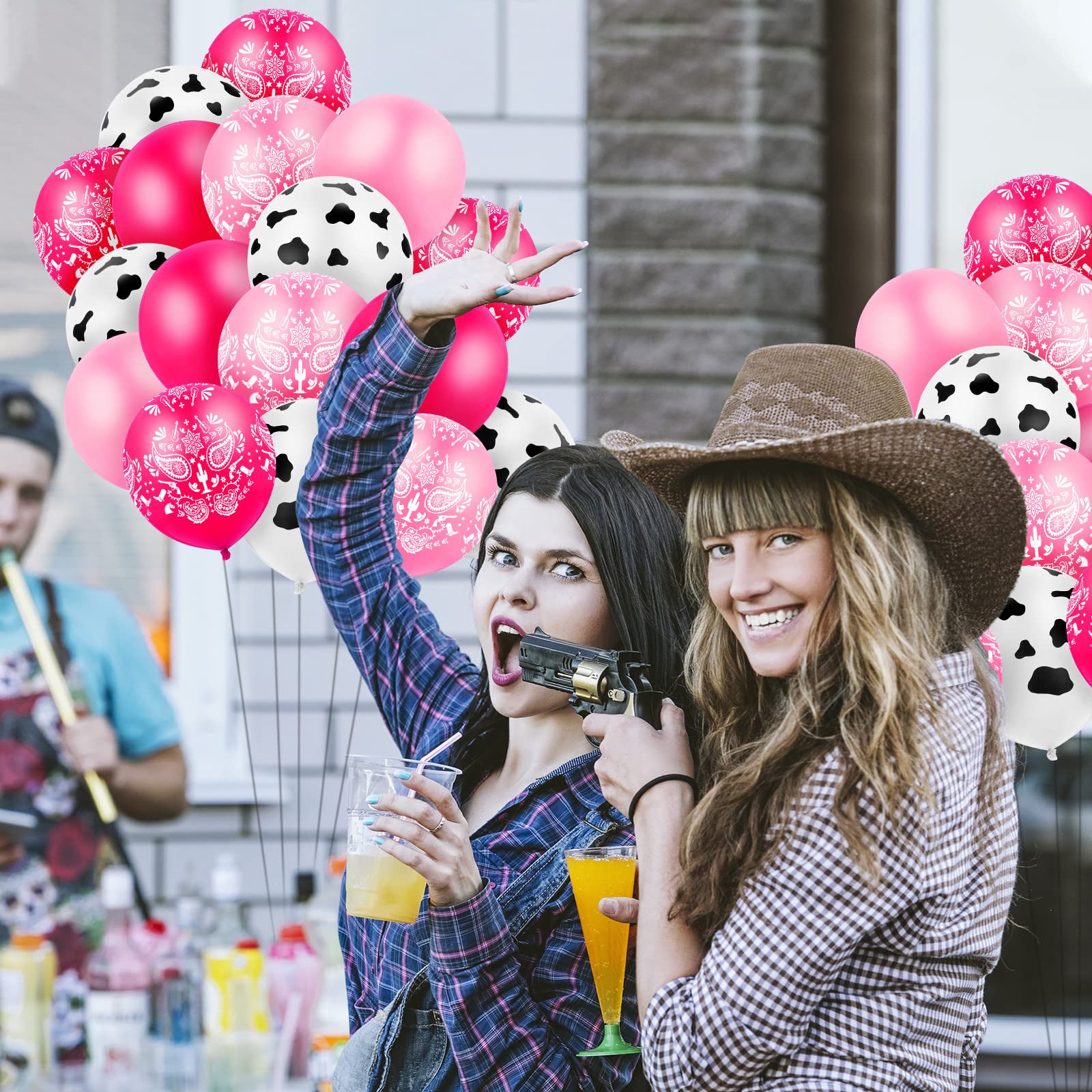 60 Pcs Cow Print Balloons 12 Inch - Pink Bandana Cowgirl Party Decorations for Baby Showers, Birthday Parties & Western Theme Events - Perfect for Farmhouse Decor, Gender Reveals and Photo Backdrops