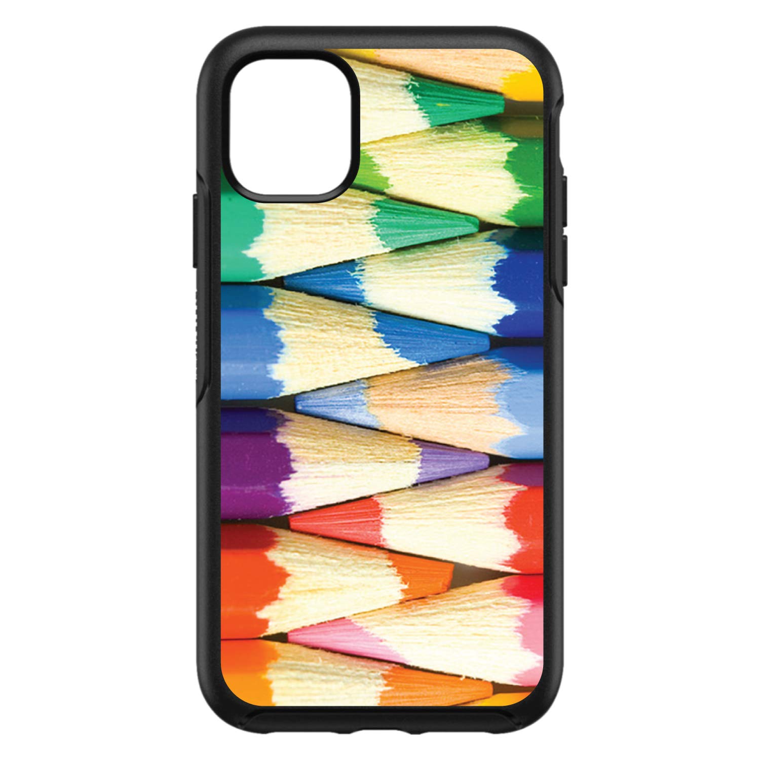 DistinctInk Custom Skin Decal for OtterBox Symmetry iPhone 11 Case (6.1 Inch) - Rainbow Pencil Design - Protective Vinyl Sticker - Perfect for School, Office & Artistic Expression