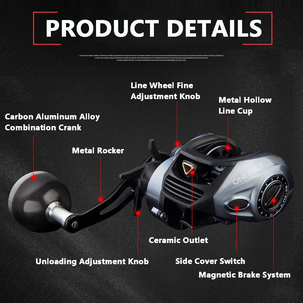 Premium Offshore Baitcasting Reel - Carbon Fiber Lightweight Design with One-Piece Handle | 7.1:1 High Speed Gear Ratio | 12+1BB Magnetic Brake System | Saltwater Boat Fishing Reel (HZ100-Right Hand) - Perfect for Deep Sea Fishing & Big Game Angling