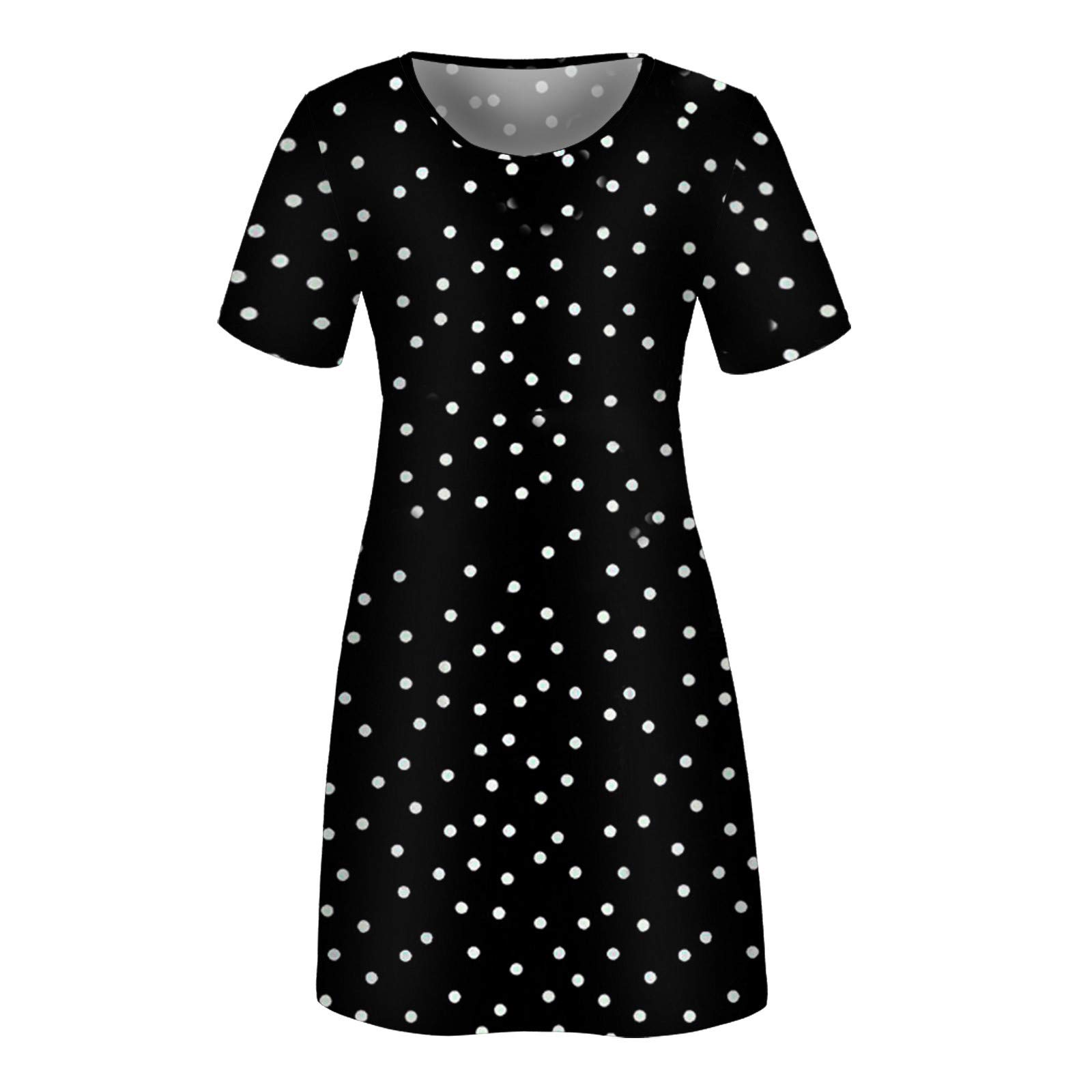 NZWILUNS Women's Floral Print Cropped T-Shirt Dress - Summer Loose Casual Round Neck Short Sleeve Swing Mini Dress for Beach, Vacation & Everyday Wear