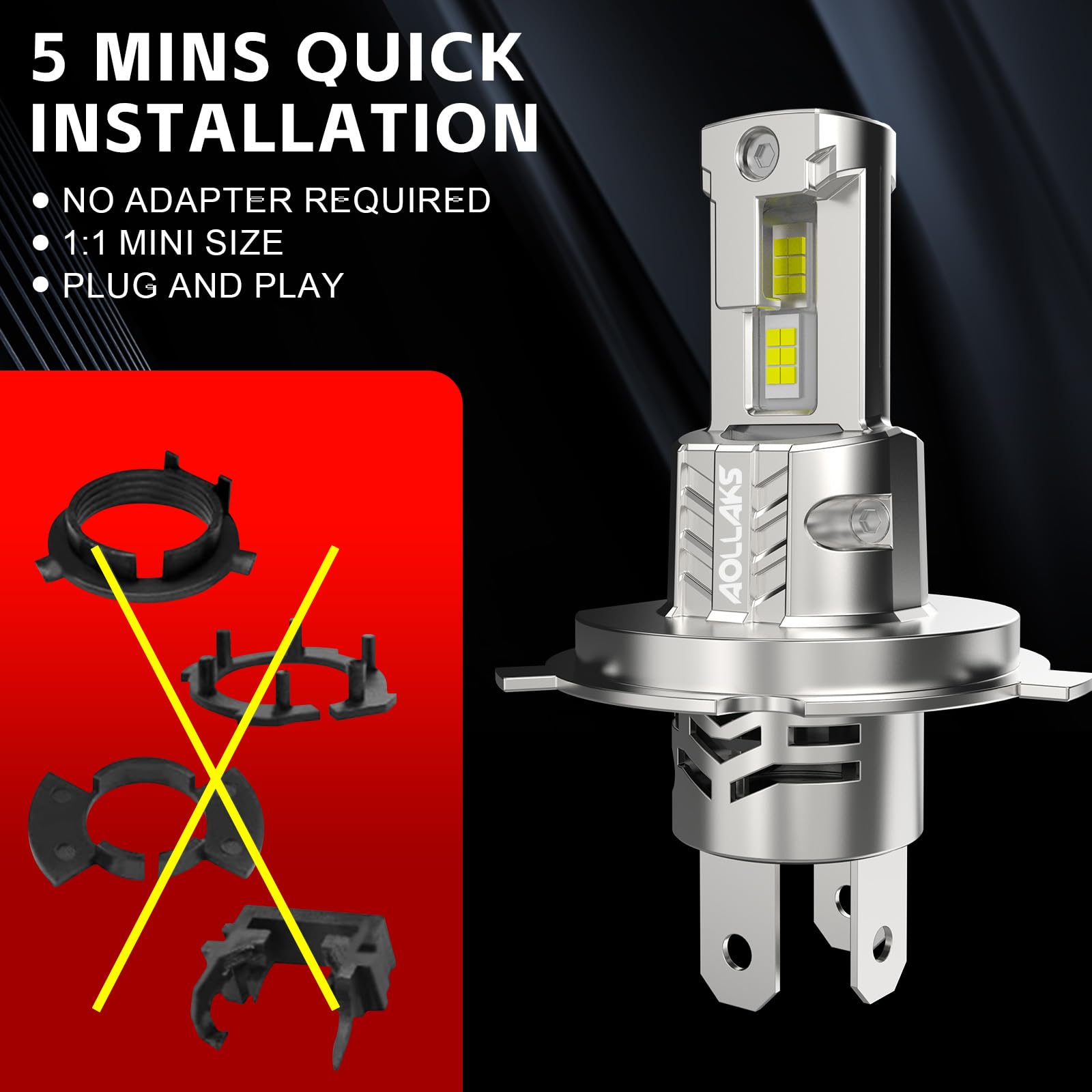 Upgraded H4/9003/HB2 LED Light Bulb - 800% Brighter 34000LM 6500K White High/Low Beam - Plug & Play, No Adapter Needed - Perfect for Cars, Trucks, Motorcycles & Fog Lights - Pack of 2 - Ideal for Night Driving & Off-Road Adventures