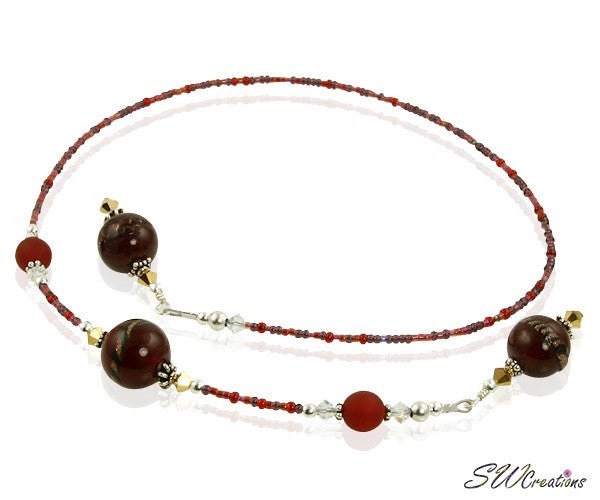 Golden Ruby Swirl Beaded Bookmark - Handmade Glass Bead Bookmark for Women, Perfect Gift for Readers & Book Lovers - Great for Reading, Journaling, Bible Study & Book Clubs