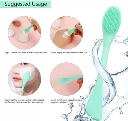 Extra Soft Silicone Face Scrubber with Mushroom Puff & Jade Roller Set - 3-Piece Facial Cleansing & Massage Kit for Glowing Skin | Perfect for Daily Skincare Routine, Spa Treatment & Anti-Aging Care
