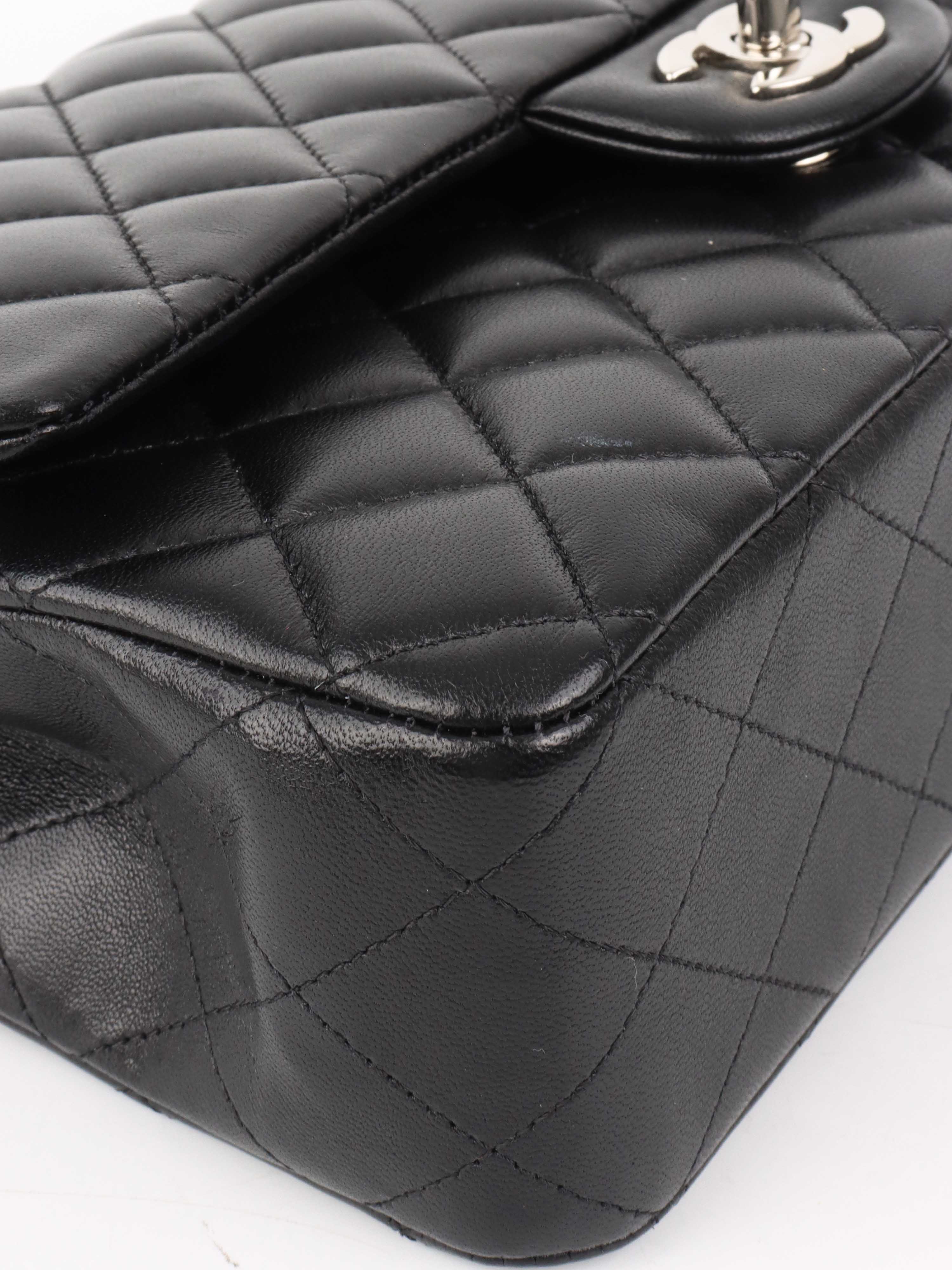 Chanel Black Medium Lambskin Classic Flap Bag with Silver Hardware - Luxury Handbag for Women, Perfect for Evening Events & Special Occasions
