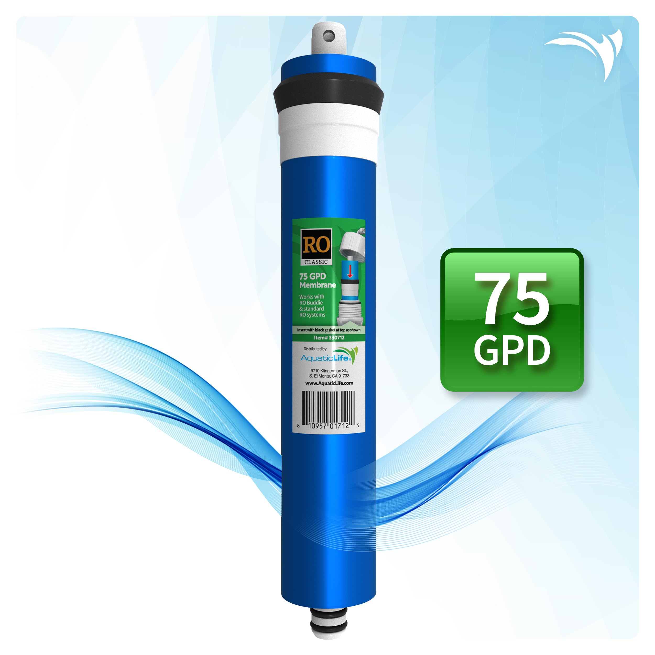 AquaticLife 75 GPD RO Membrane Replacement Cartridge - Compatible with RO Buddie & Reverse Osmosis Systems | Perfect for Home, Office & RV Water Filtration