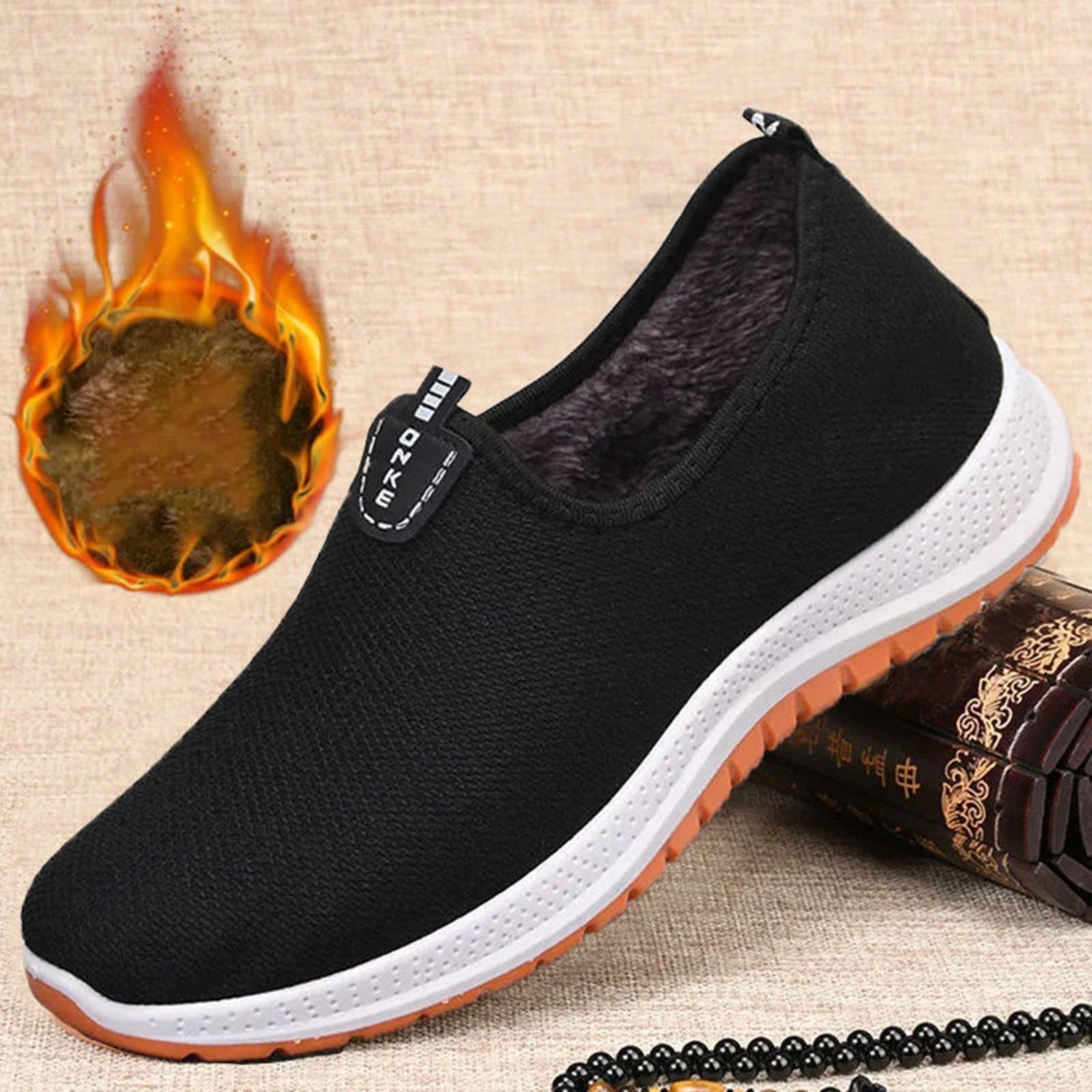 Men's Winter Running Shoes - Thickened Cotton Fabric Trainers for Jogging & Casual Wear | Comfortable Athletic Sneakers for Outdoor Sports & Daily Walking
