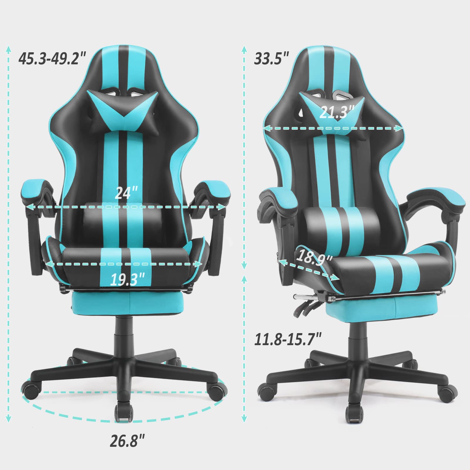 Premium Miami Blue Ergonomic Gaming Chair for Adults & Teens - High Back PC Gaming Chair with Lumbar Support - Perfect for Esports, Streaming & Office Work