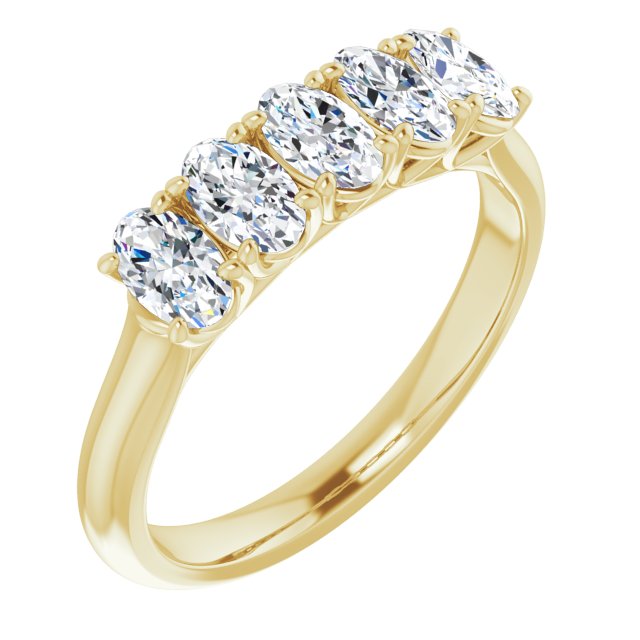 1.05 Carat Oval Cut Diamond Wedding Band - 5 Stone Anniversary Ring for Women - Elegant Bridal Jewelry & Gift for Wife, Engagement, Proposal, or Special Occasion