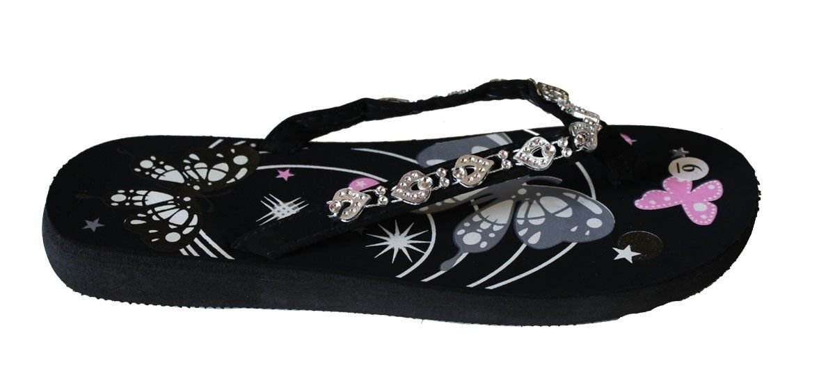 Women's Flat Sandals - Butterfly Print Flip Flops with Decorated Straps | Comfortable Beach Thong Sandals for Summer Vacation, Poolside Lounging & Casual Outings