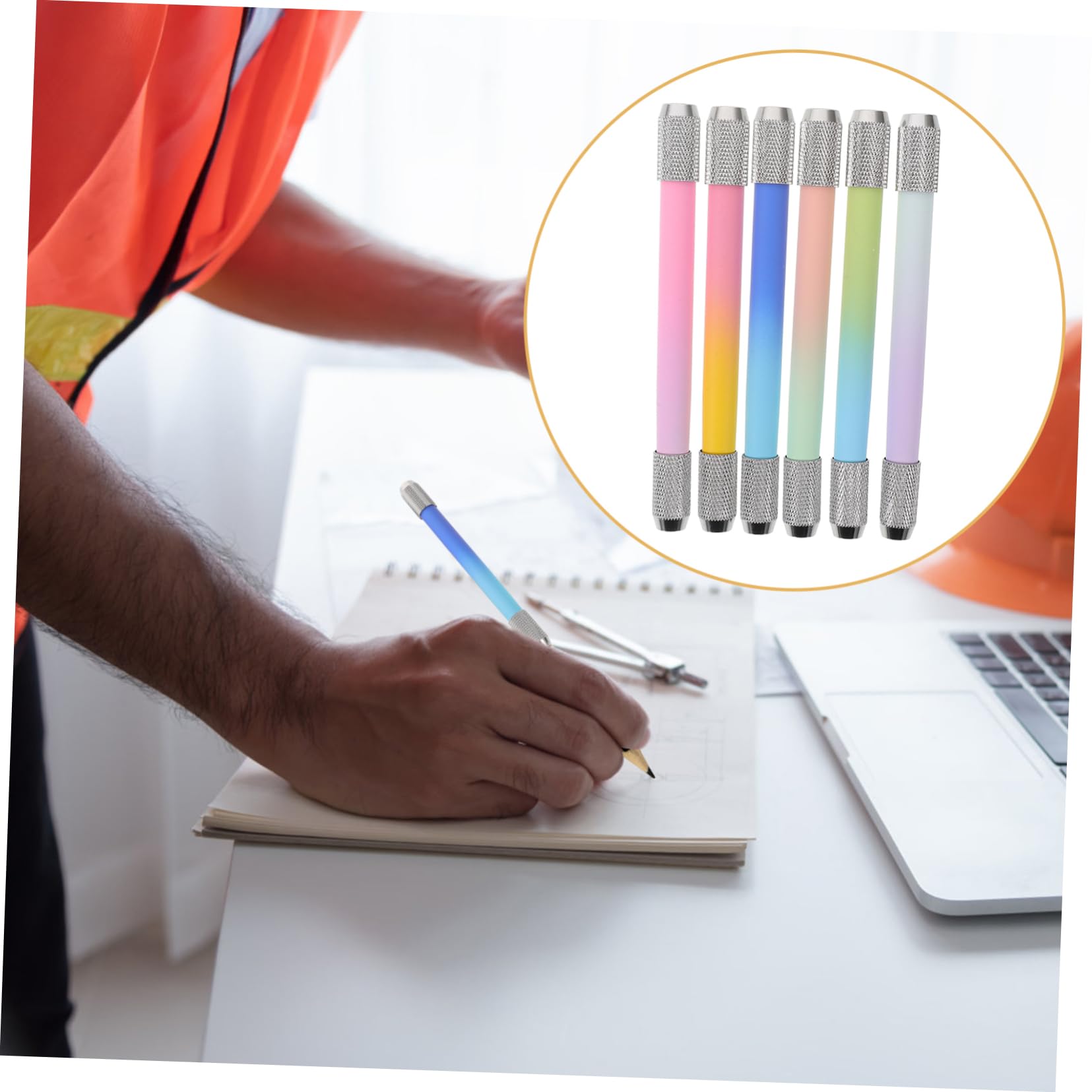 Operitacx 6-Pack Metal Pencil Holder & Extender Set - Artist Drawing Tools, Home & School Office Supplies - Perfect for Sketching, Calligraphy & Classroom Organization