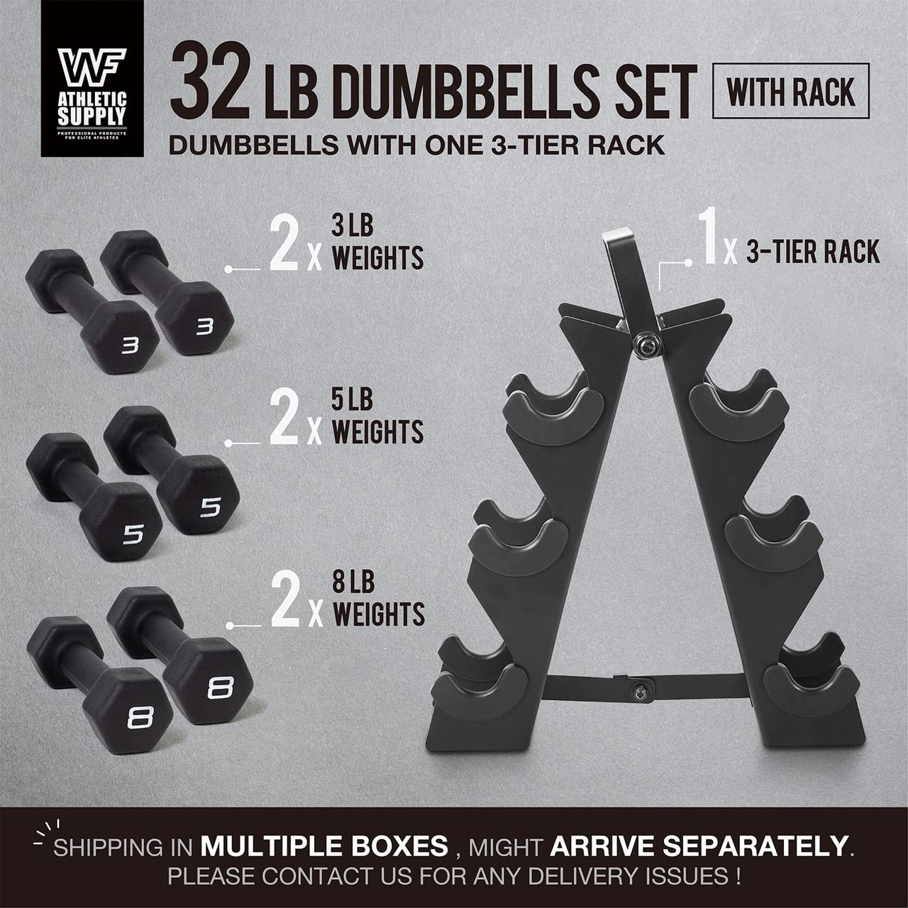 CAPHAUS Black Neoprene Coated Dumbbell Set - Anti-Slip & Anti-Roll Design for Home Gym & Personal Training | Perfect for Strength Training, Yoga, and CrossFit Workouts