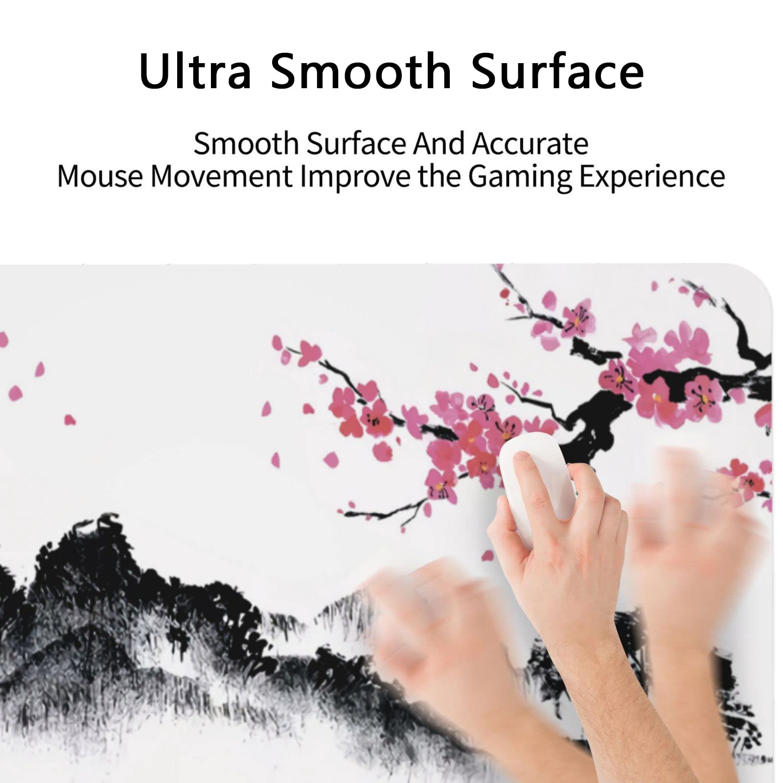 Japanese Cherry Blossom Floral Desk Mat - Large 31.5