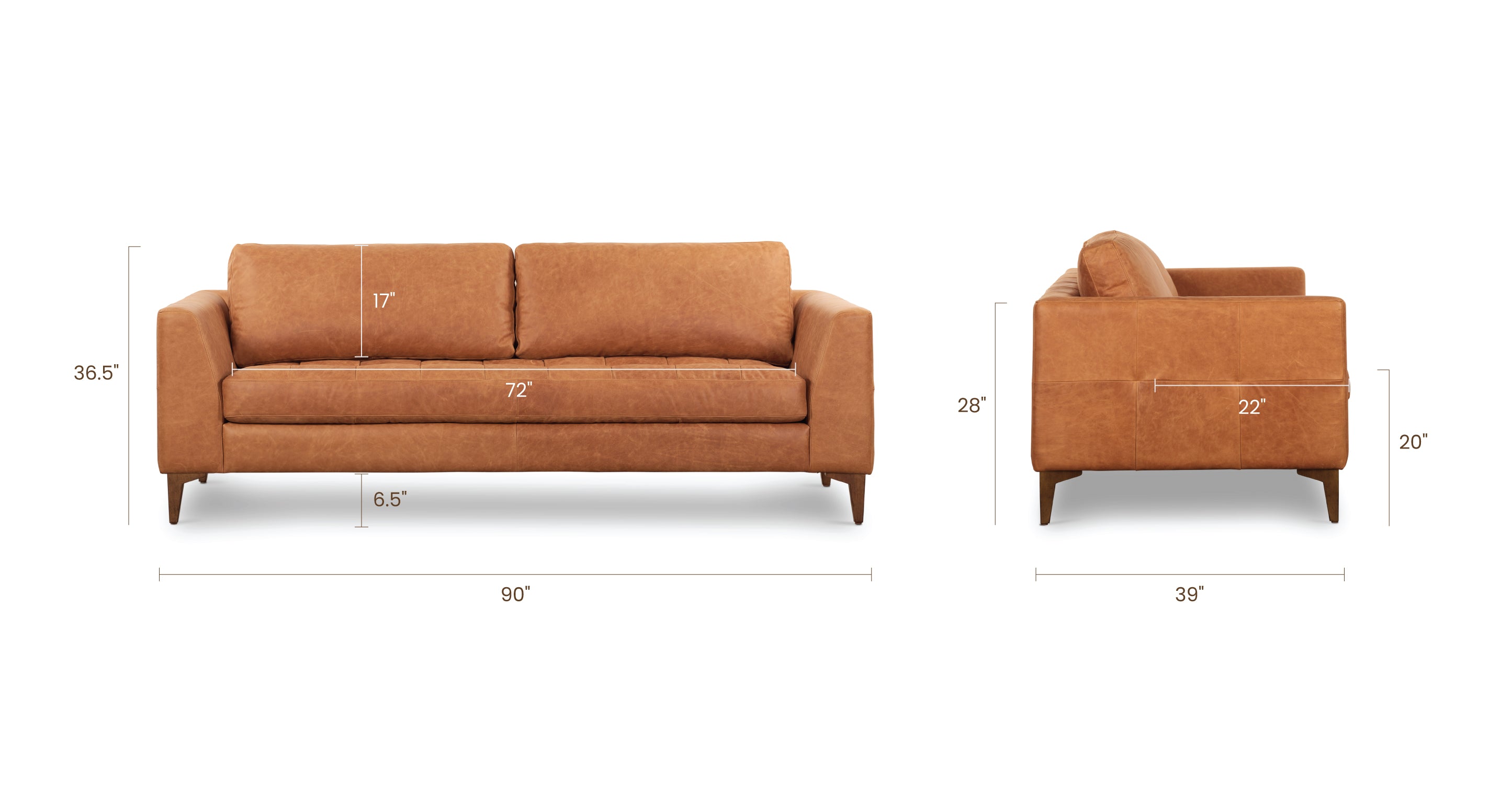 Calle 90 Sofa - Modern 3-Seater Couch with Soft Fabric & Sturdy Frame - Perfect for Living Room, Lounge & Small Spaces