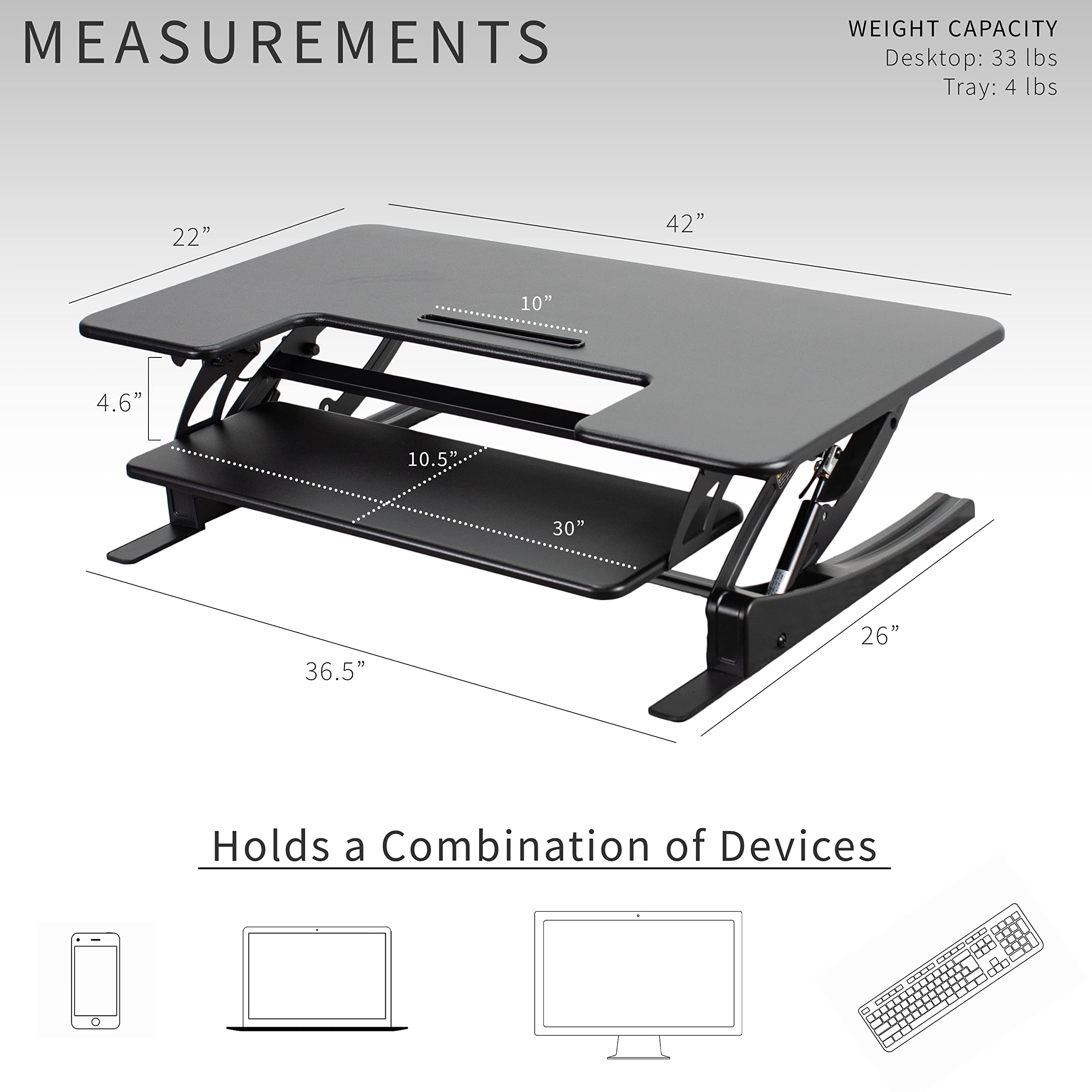 VIVO V Series 42 Inch Height Adjustable Standing Desk Converter - Quick Sit to Stand Dual Monitor Riser Workstation, Black (DESK-V000VL) - Perfect for Home Office, Gaming Setup & Ergonomic Workspace