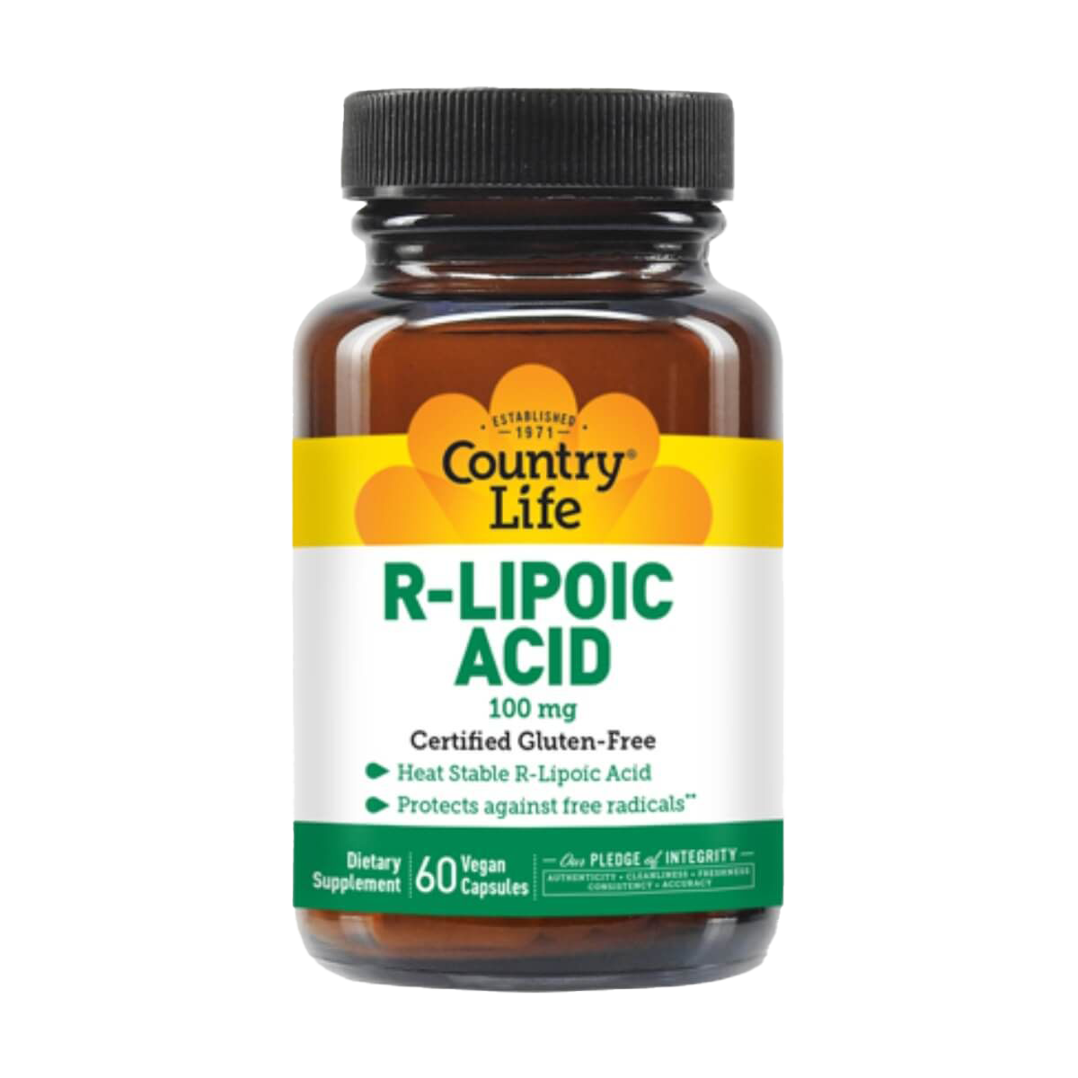 Country Life R-Lipoic Acid 100mg - 60 Vegan Capsules - Supports Cellular Energy & Antioxidant Protection - Ideal for Active Lifestyles & Healthy Aging