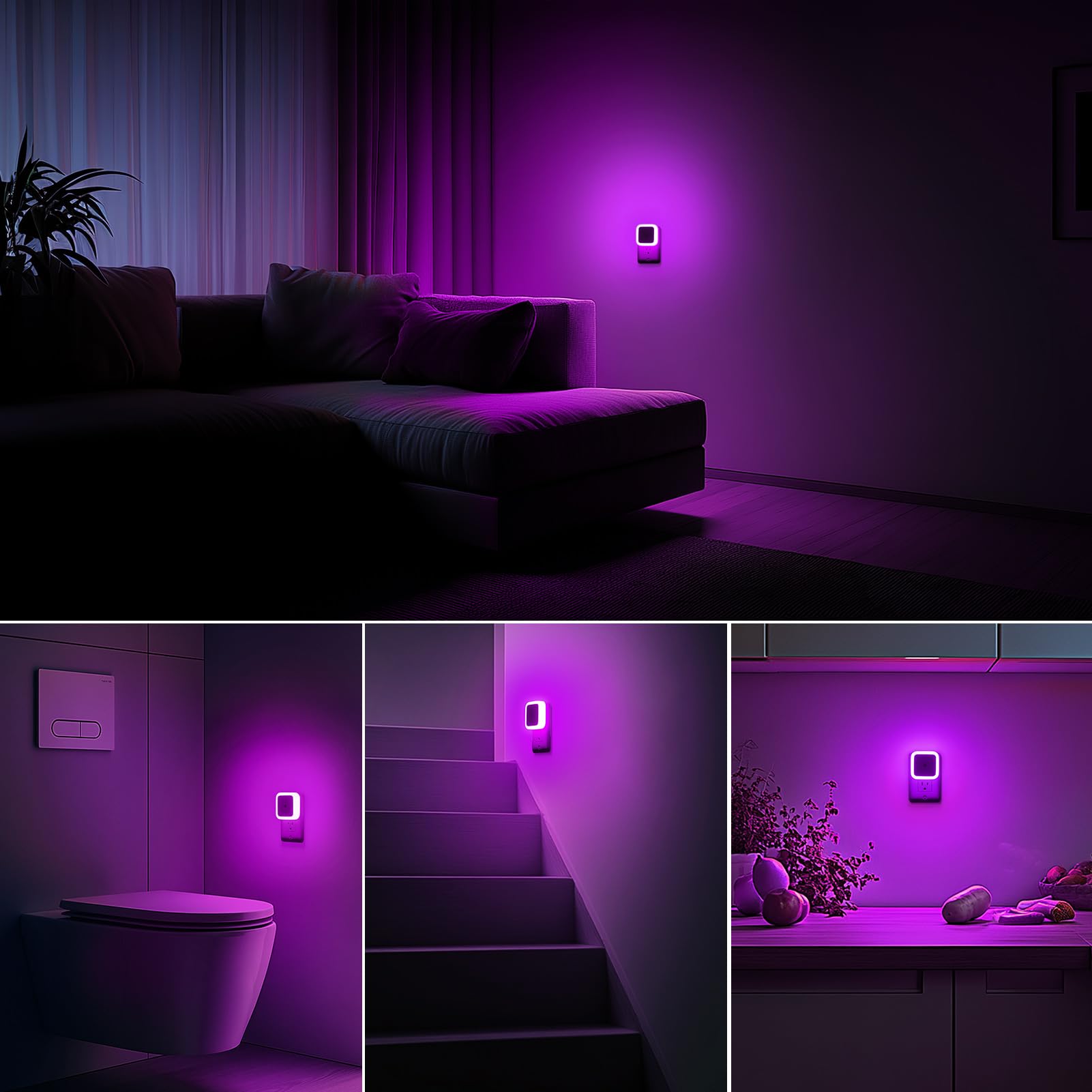 Sujeet LED Night Light Plug into Wall - 4 Pack Pink Dusk to Dawn Night Lamp for Bedroom, Bathroom, Hallway - Soft Glow for Kids Rooms, Nursery & Safe Night Navigation