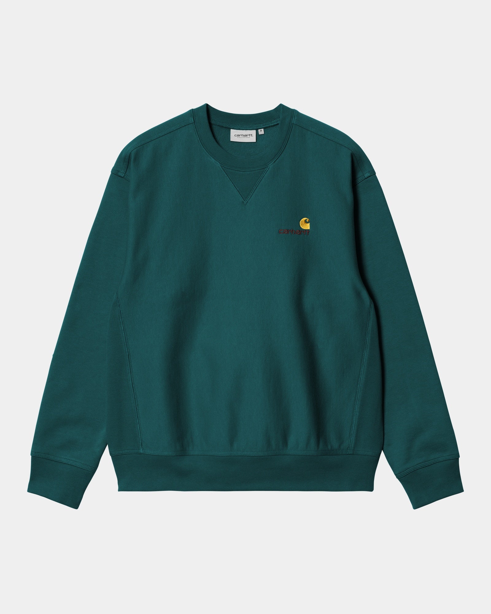 Vintage American Script Sweatshirt | Soft Cotton Pullover Hoodie | Malachite Green Casual Wear for Men & Women | Perfect for Streetwear, Lounge & Fall Fashion