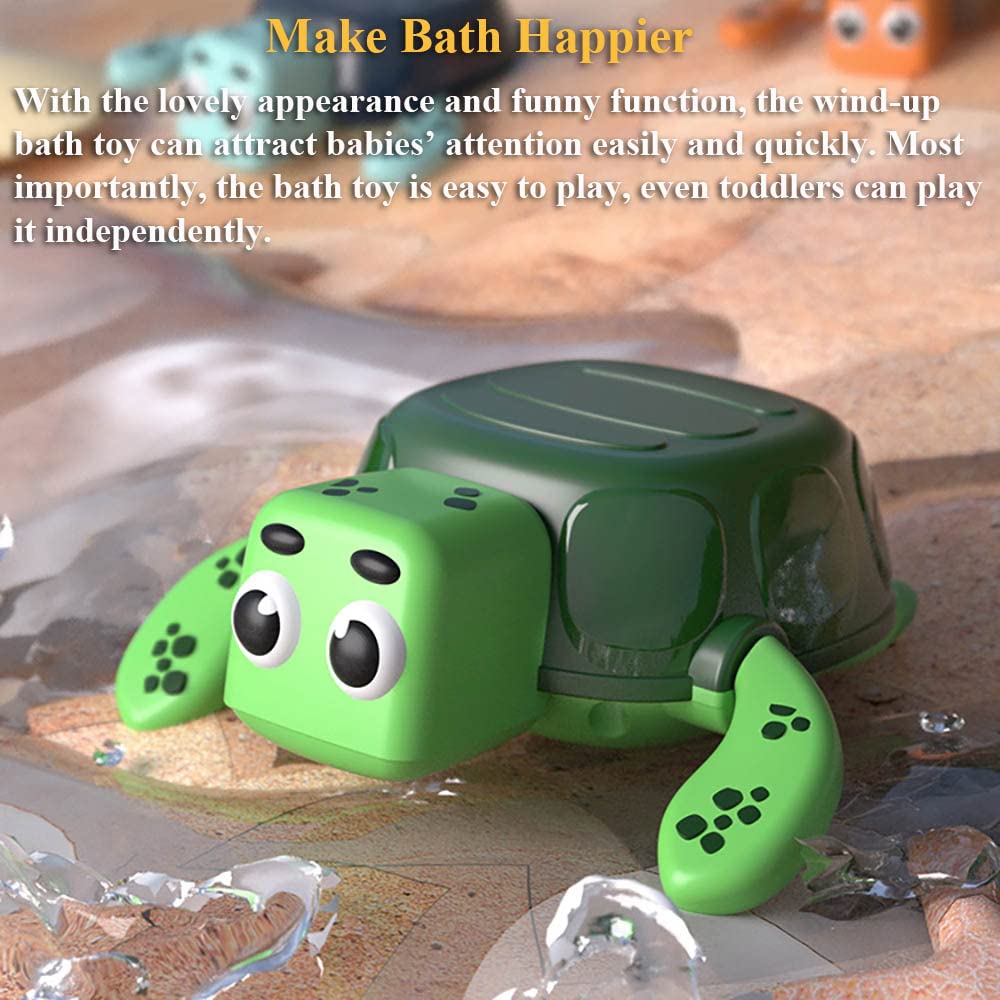 Wind Up Turtle Bath Toy - Swimming Sea Turtle Water Toy, Clockwork Tortoise Tub Toy for Kids - Floating Pool & Bathtub Toy for Toddlers (Green) - Perfect for Bath Time Fun & Sensory Play