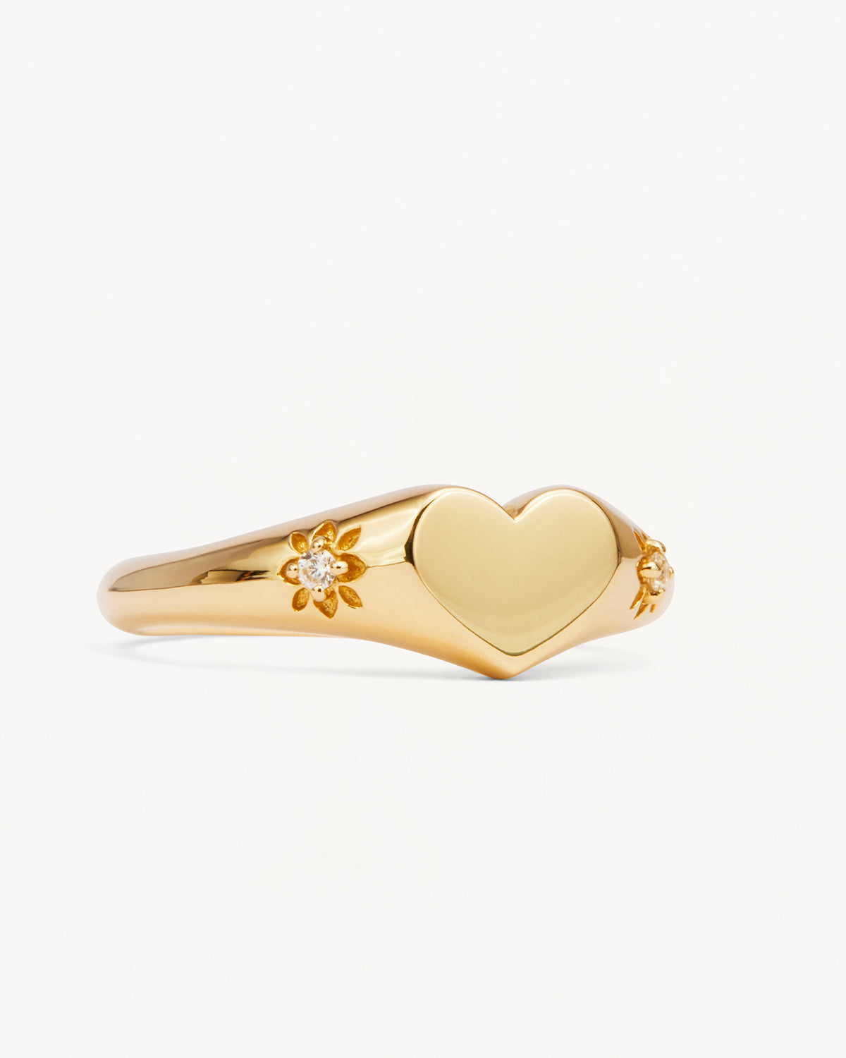 18K Gold Vermeil Heart Signet Ring for Women - Elegant Stackable Jewelry Gift for Valentine's Day, Anniversary & Special Occasions